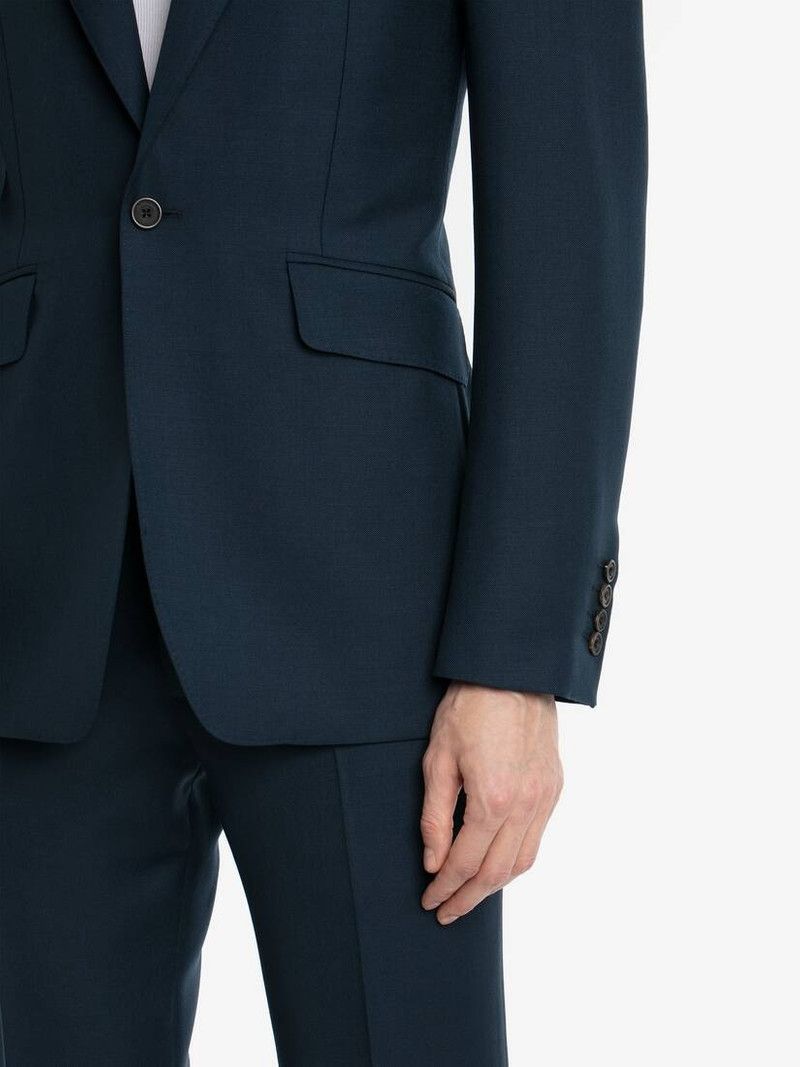 Alexander McQueen o1srvl11e0226 Wool Mohair Single-Breasted Jacket In Navy Size US S / EU 44-46 / 1 - 5 Thumbnail