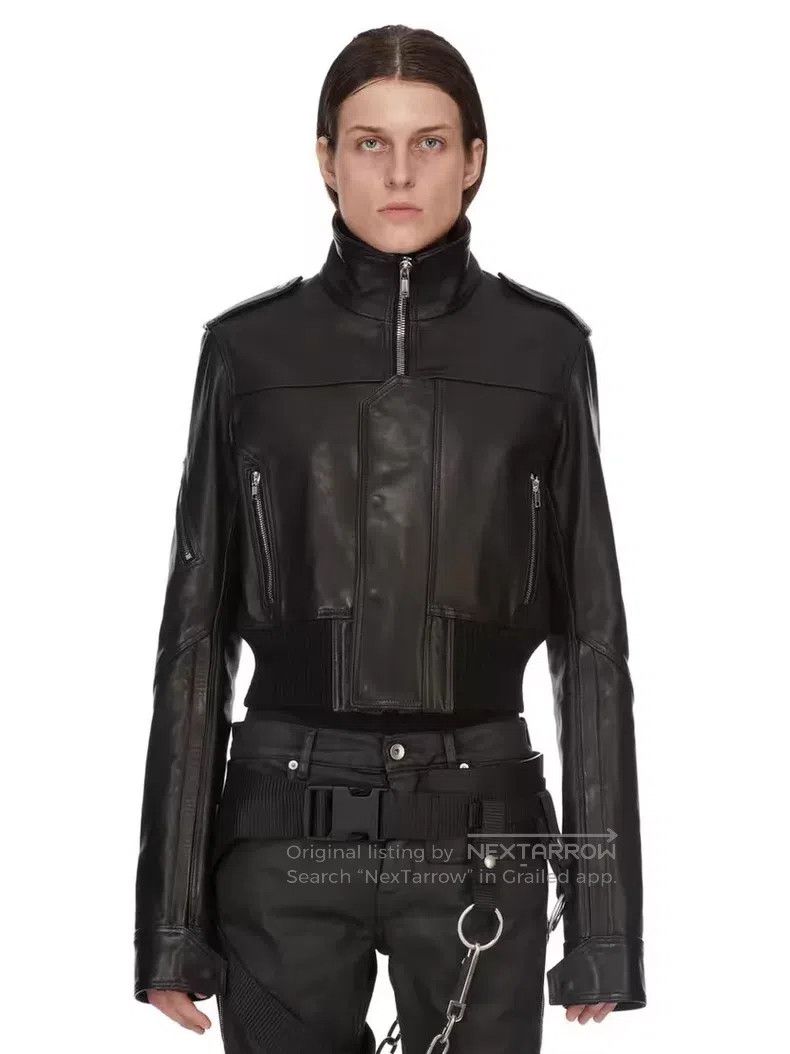 Rick Owens Rick Owens Cropped Leather Biker Jacket 26SS| Size XL / US 12-14 / IT 48-50 - 8 Thumbnail