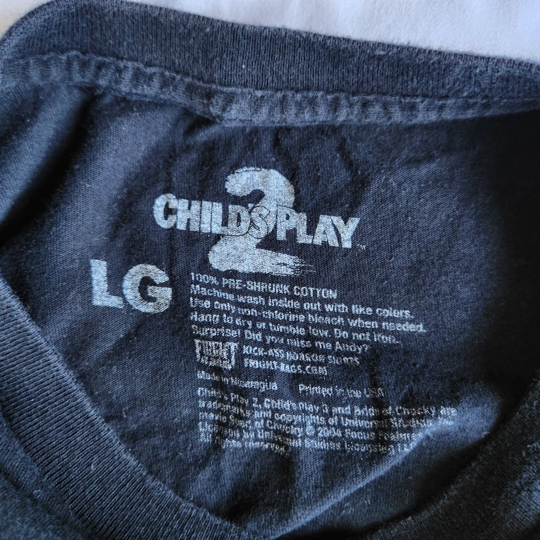 Vintage FRIGHT-RAGS Child’s Play 2 Chucky Killer Horror Movie Black Lrg Graphic T-Shirt Mens Graphic T-Shirt Size US L / EU 52-54 / 3 - 3 Thumbnail