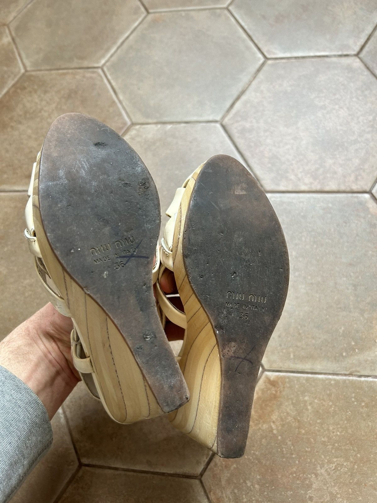 Miu Miu Miu Miu Leather Wooden Clogs Size US 6 / IT 36 - 6 Thumbnail