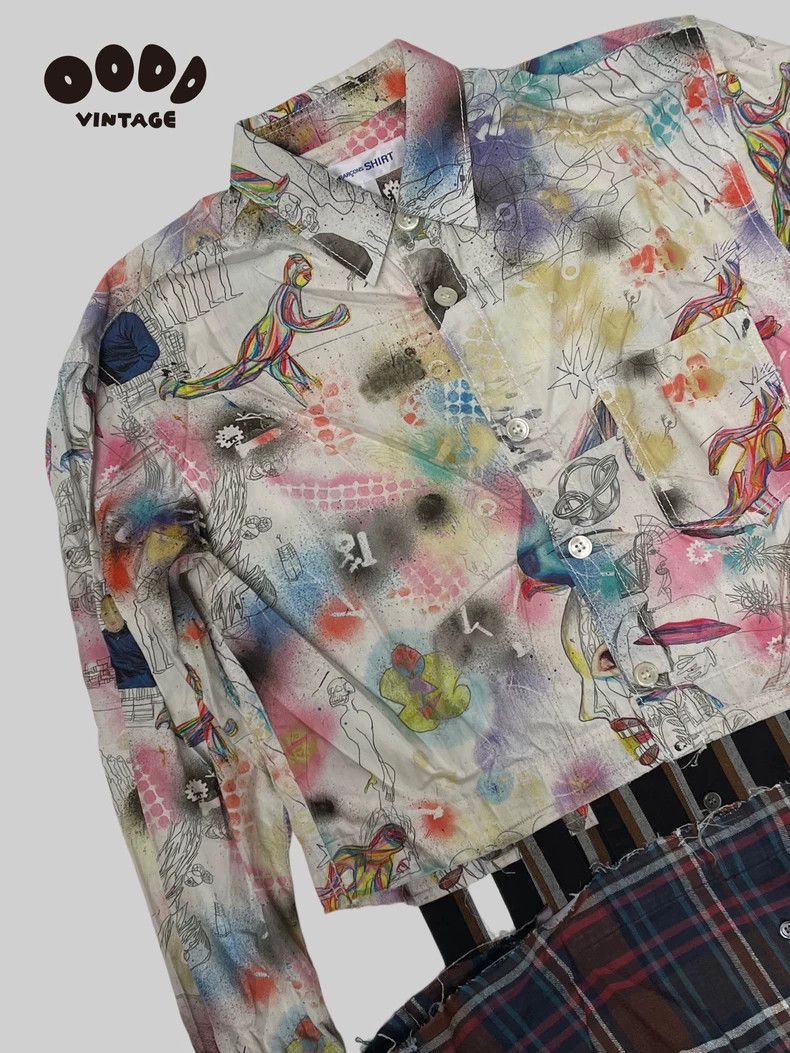 Comme des Garcons Comme des Garcons 16AW Long Graffiti Patchwork Shirt Dress Size XS / US 0-2 / IT 36-38 - 3 Thumbnail