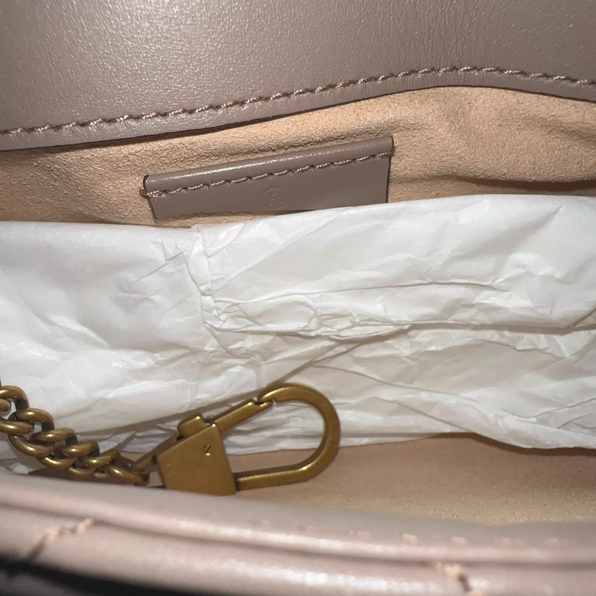 Gucci GUCCI GG Marmont mini Beige leather chain bag Size ONE SIZE - 5 Thumbnail