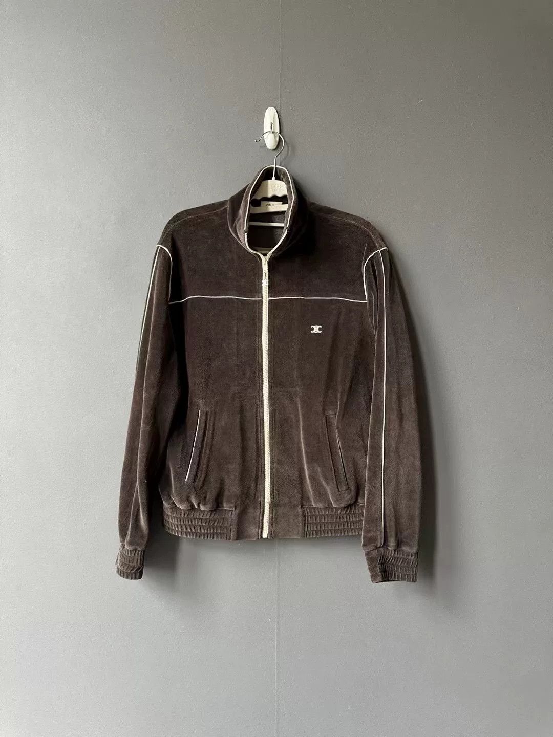 Celine celine brown velour bomber jacket Size S / US 4 / IT 40 - 1 Thumbnail
