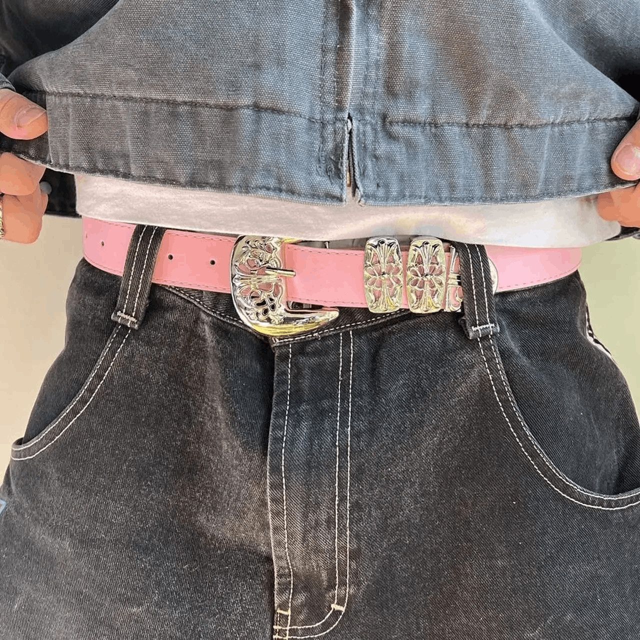Cowboy Equipment vintage buckle pink american western design belt Size ONE SIZE - 8 Thumbnail