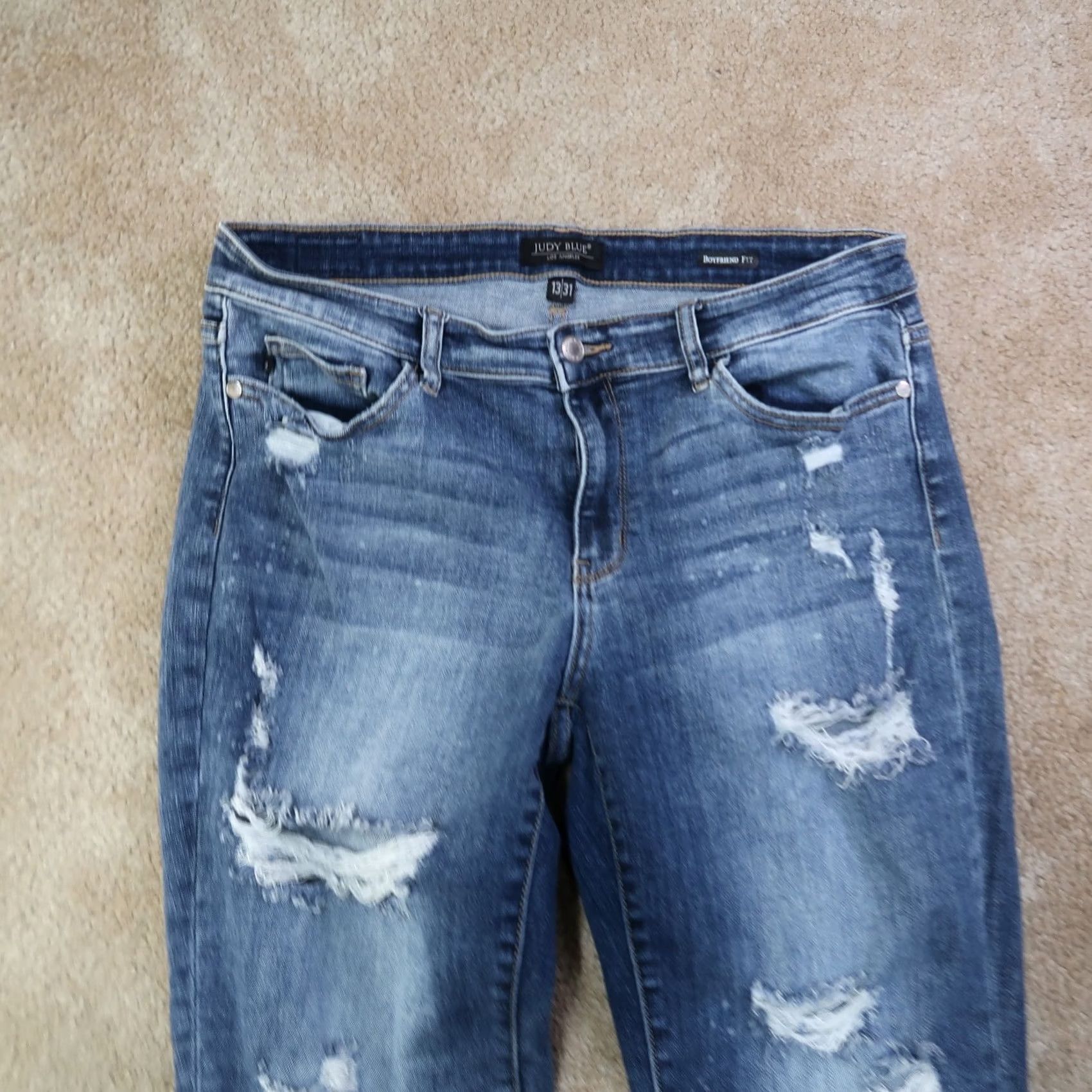Vintage Judy Blue High Rise Boyfriend Jeans Women's 13/31 Blue Stretch Denim Size 34" / US 12 / IT 48 - 3 Thumbnail
