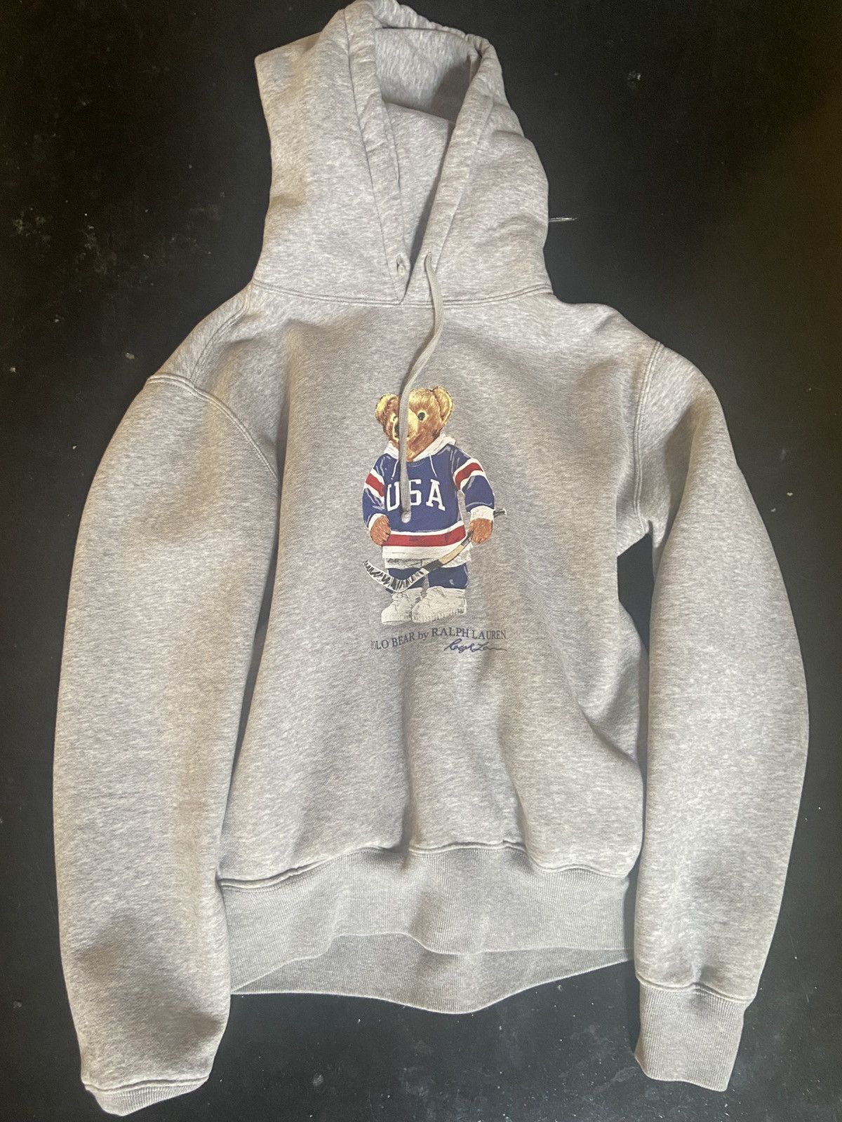 Polo ralph lauren gray polo bear hoodie