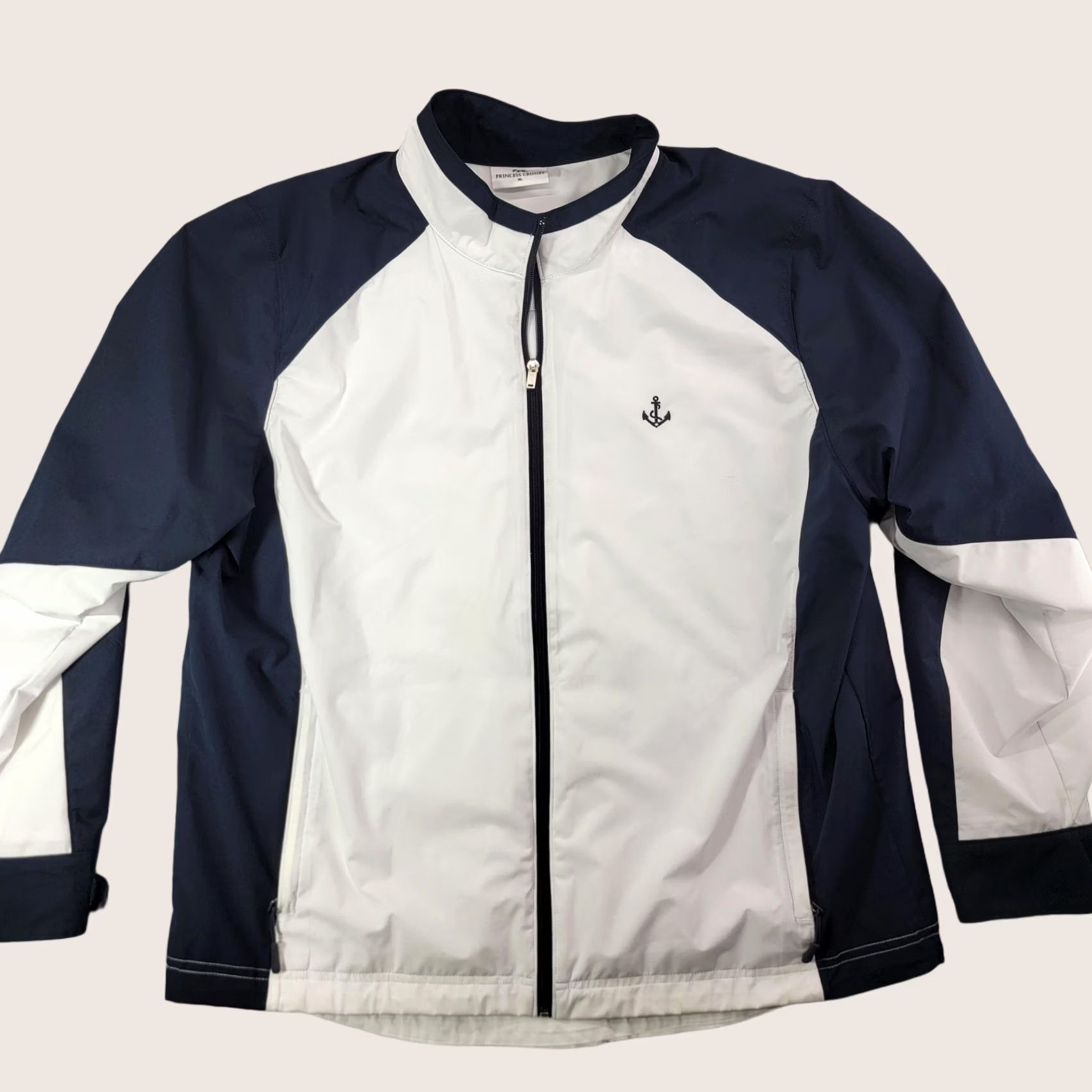 Nautica VINTAGE Princess Cruises Jacket Mens XL White Navy Full Zip Windbreaker Nautical Anchor Size US XL / EU 56 / 4 - 1 Thumbnail