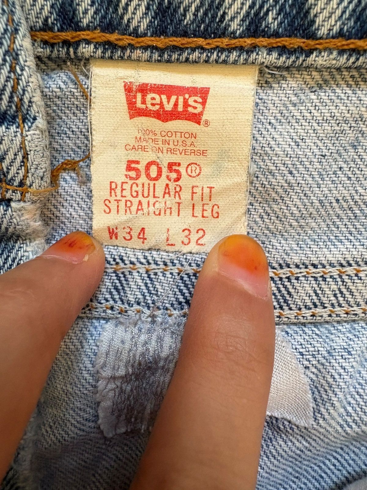 Levi's Vintage 90s Levis 505 Mud Wash Ripped Star Shape Jeans Size US 33 - 10 Thumbnail