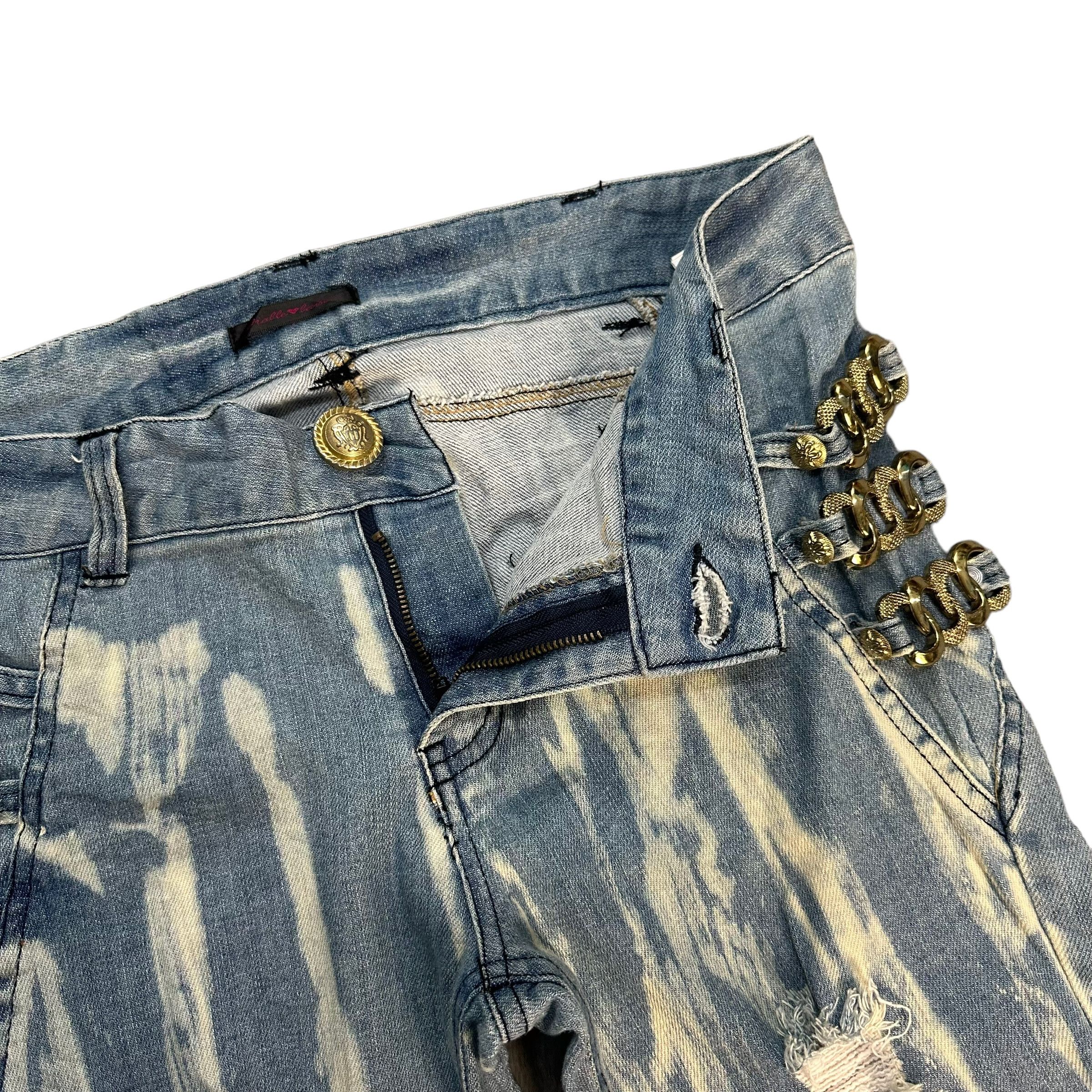 Japanese Brand DIALLE LAISEN DISTRESSED FASHION LIGHT WASH JEANS #8847-031 Size 33" - 4 Thumbnail