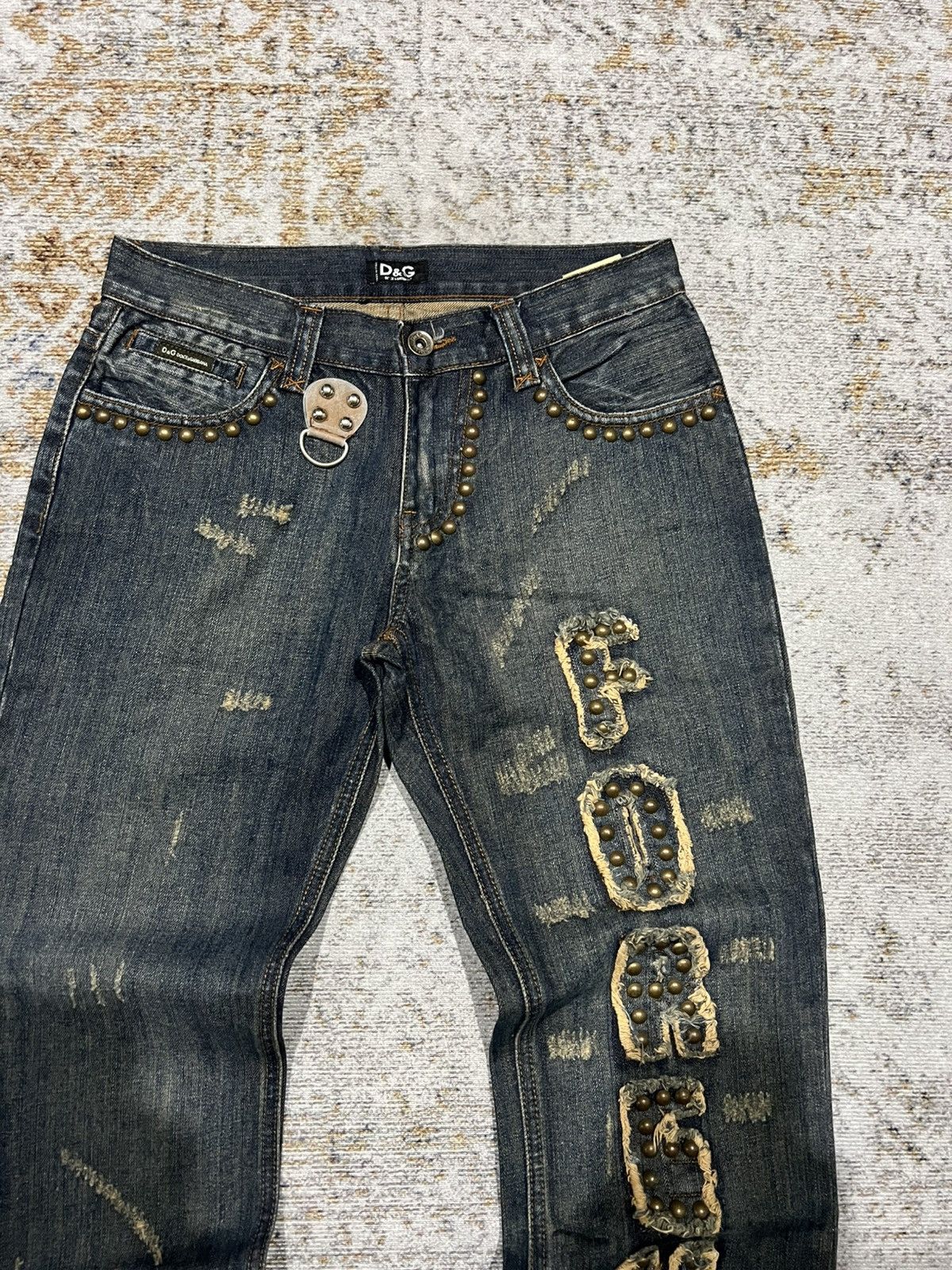 Dolce & Gabbana Dolce Gabbana AW04 ‘Forever’ Studded Denim Size US 29 - 3 Thumbnail