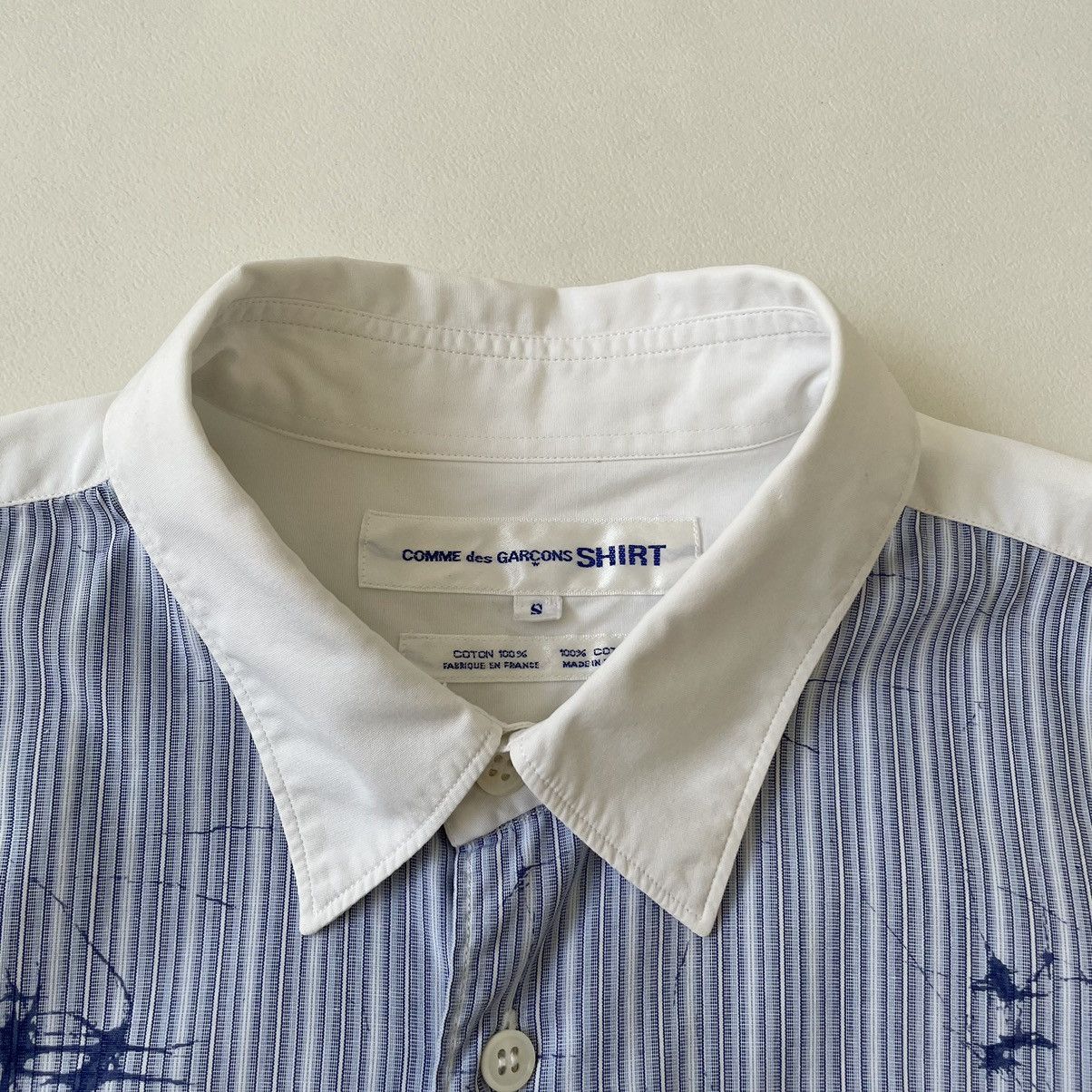 Comme des Garcons Blue/White Stripe Shirt With ‘Splat Print’ Size US M / EU 48-50 / 2 - 3 Thumbnail