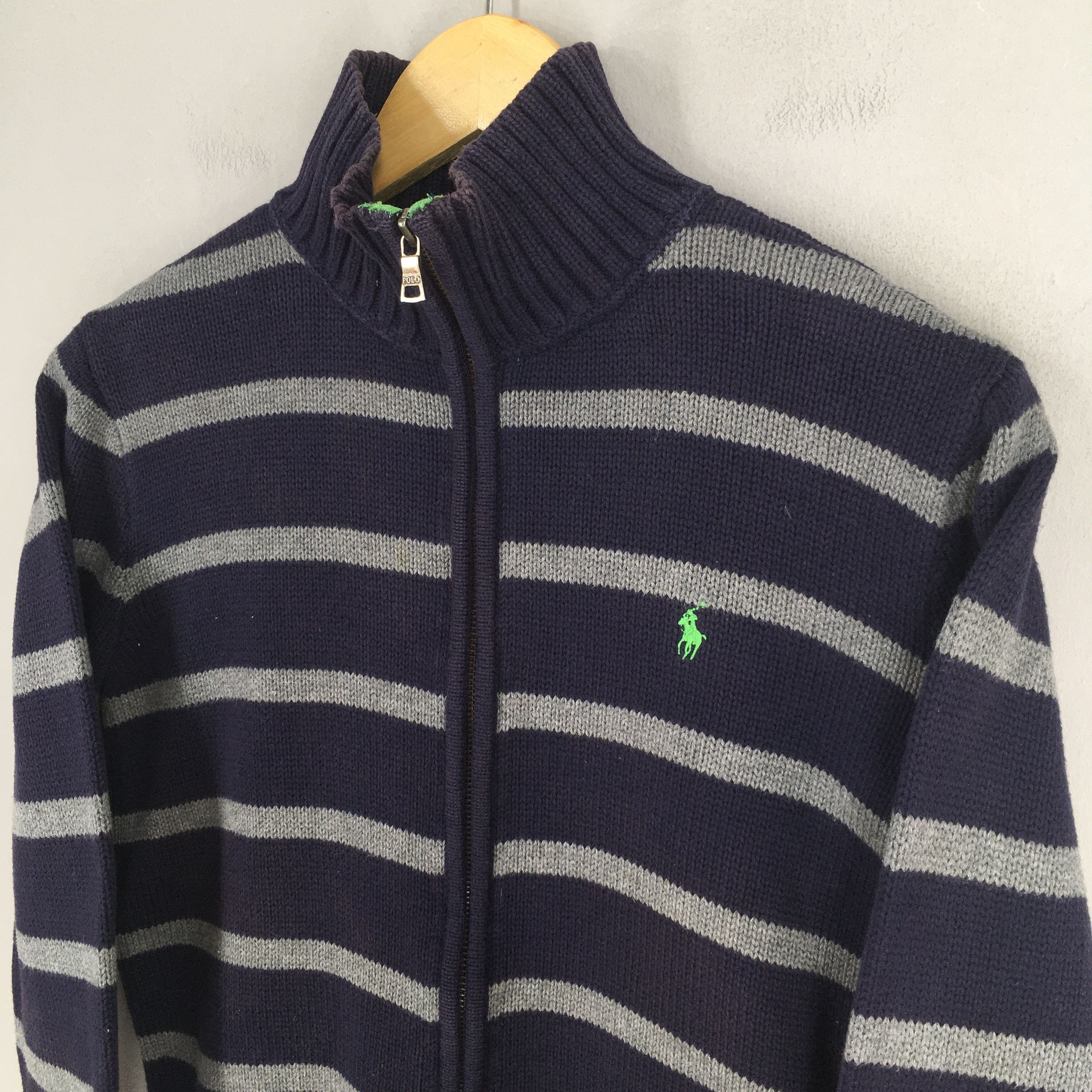 Polo Ralph Lauren × RRL Ralph Lauren × Ralph Lauren Vintage Polo Ralph Lauren Zipper Striped Sweatshirt Small Size US S / EU 44-46 / 1 - 3 Thumbnail