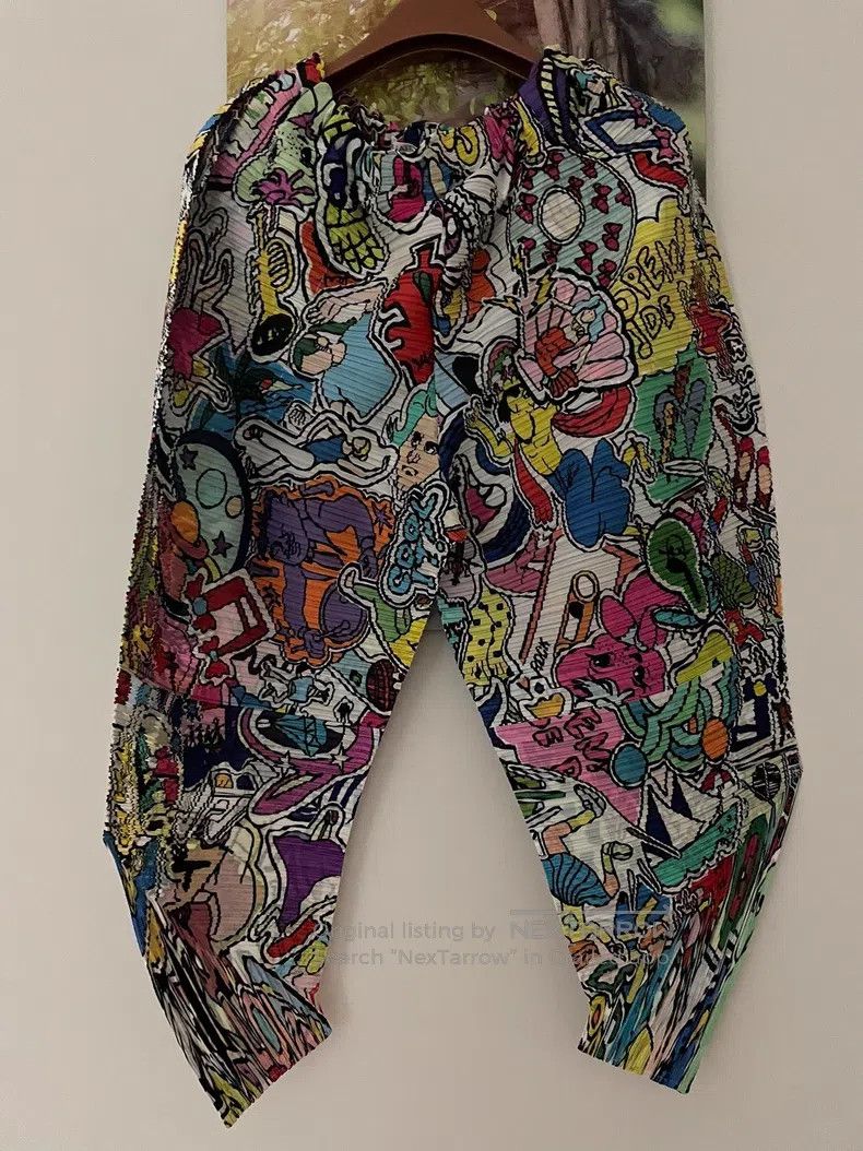 Issey Miyake Issey Miyake size:3 Graffiti Chicken Leg Pants Size 22" - 2 Thumbnail