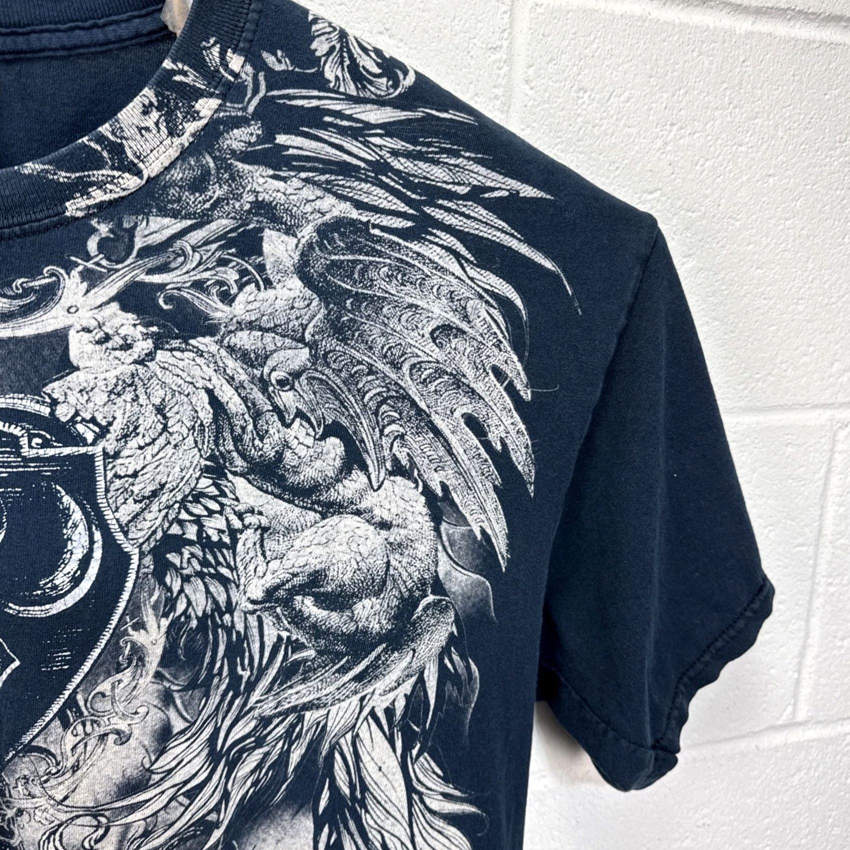 Gildan VINTAGE Gildan T-Shirt Cyber Goth Affliction Graphic Crew Neck Short Sleeve XL Black Men Size US XL / EU 56 / 4 - 6 Thumbnail