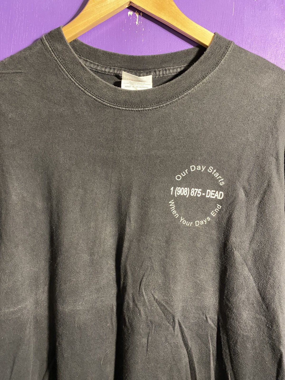 Other Vintage 90s Our day starts when yours ends t-shirt Size US XL / EU 56 / 4 - 3 Thumbnail