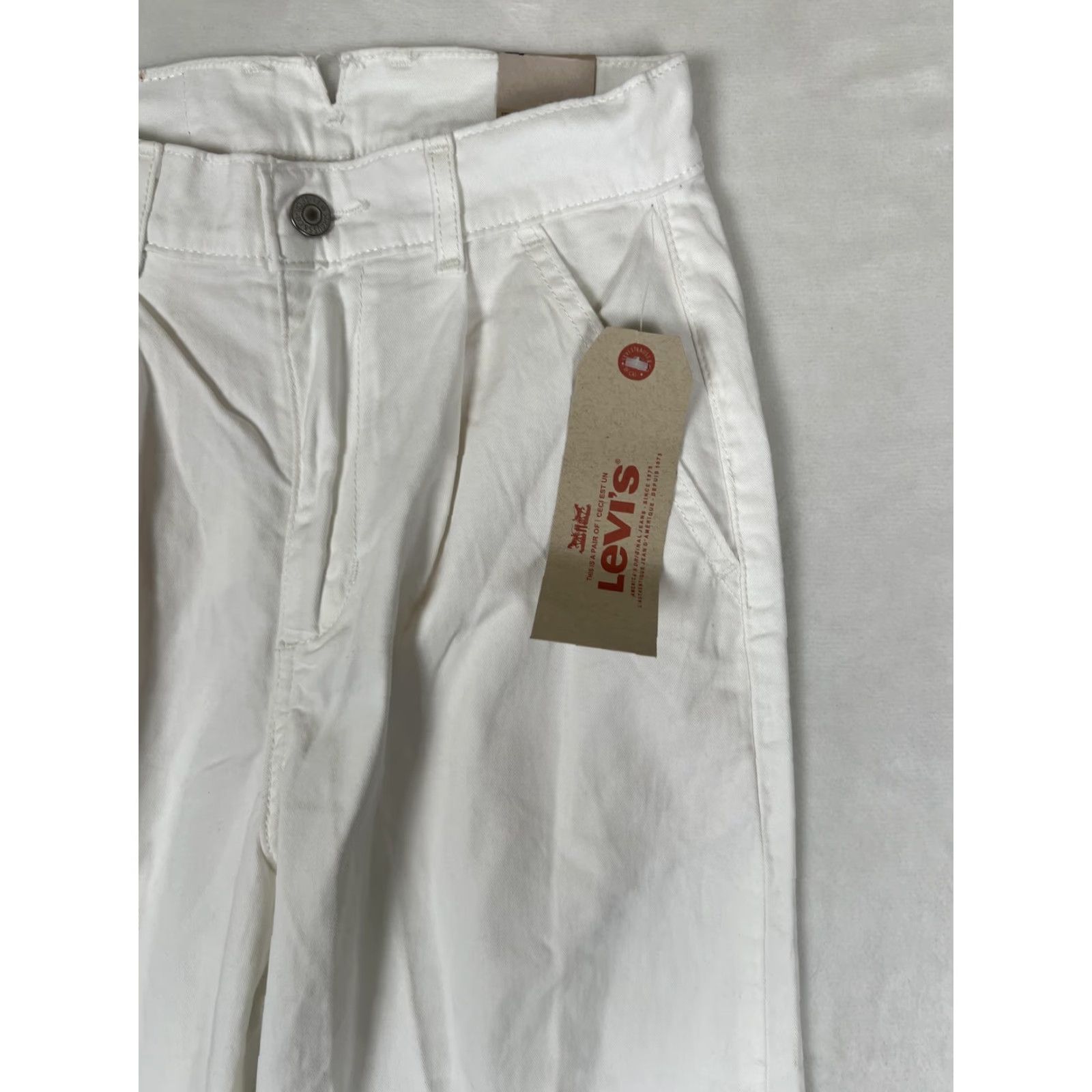 Levi's Levi's Pants Womens 24 White Twill Chino Wide-Leg Pleated Stretch Irregular Size 42" / US 20 - 3 Thumbnail