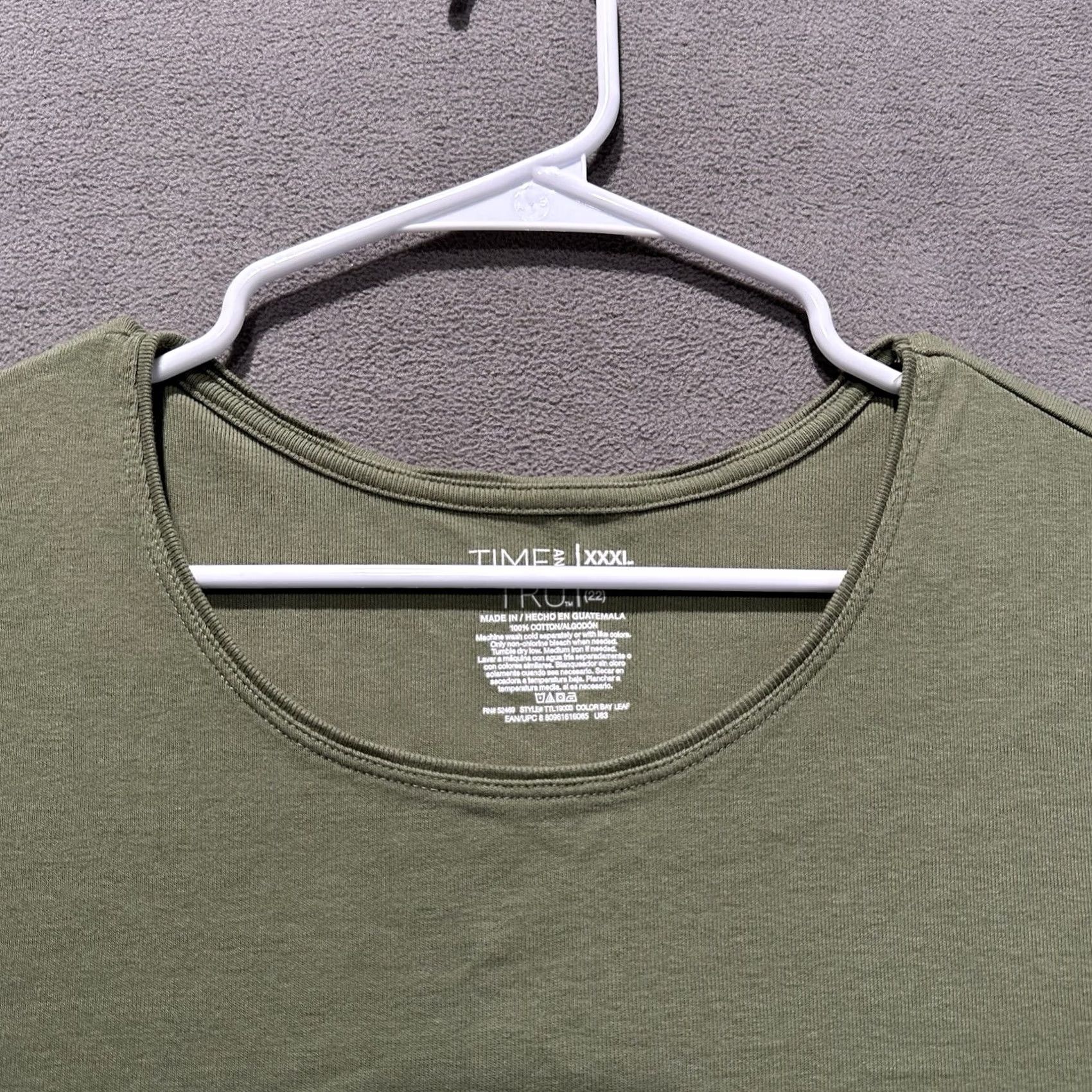 Vintage Time And Tru T-Shirt Womens 3XL Bay Leaf Green Short Sleeve Cotton Round Neck Size XXL / US 16-18 / IT 52-54 - 3 Thumbnail