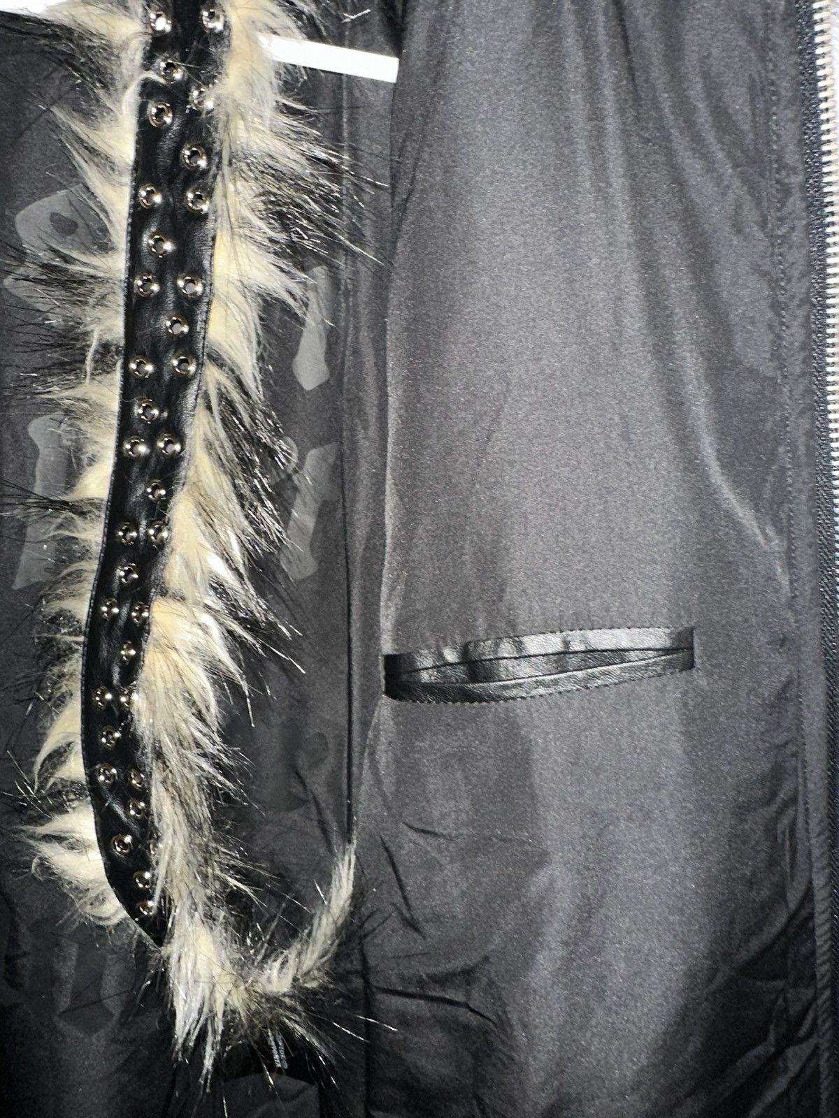 RACER WORLDWIDE Black Fur Bomber S Mongolian Fur Bomber