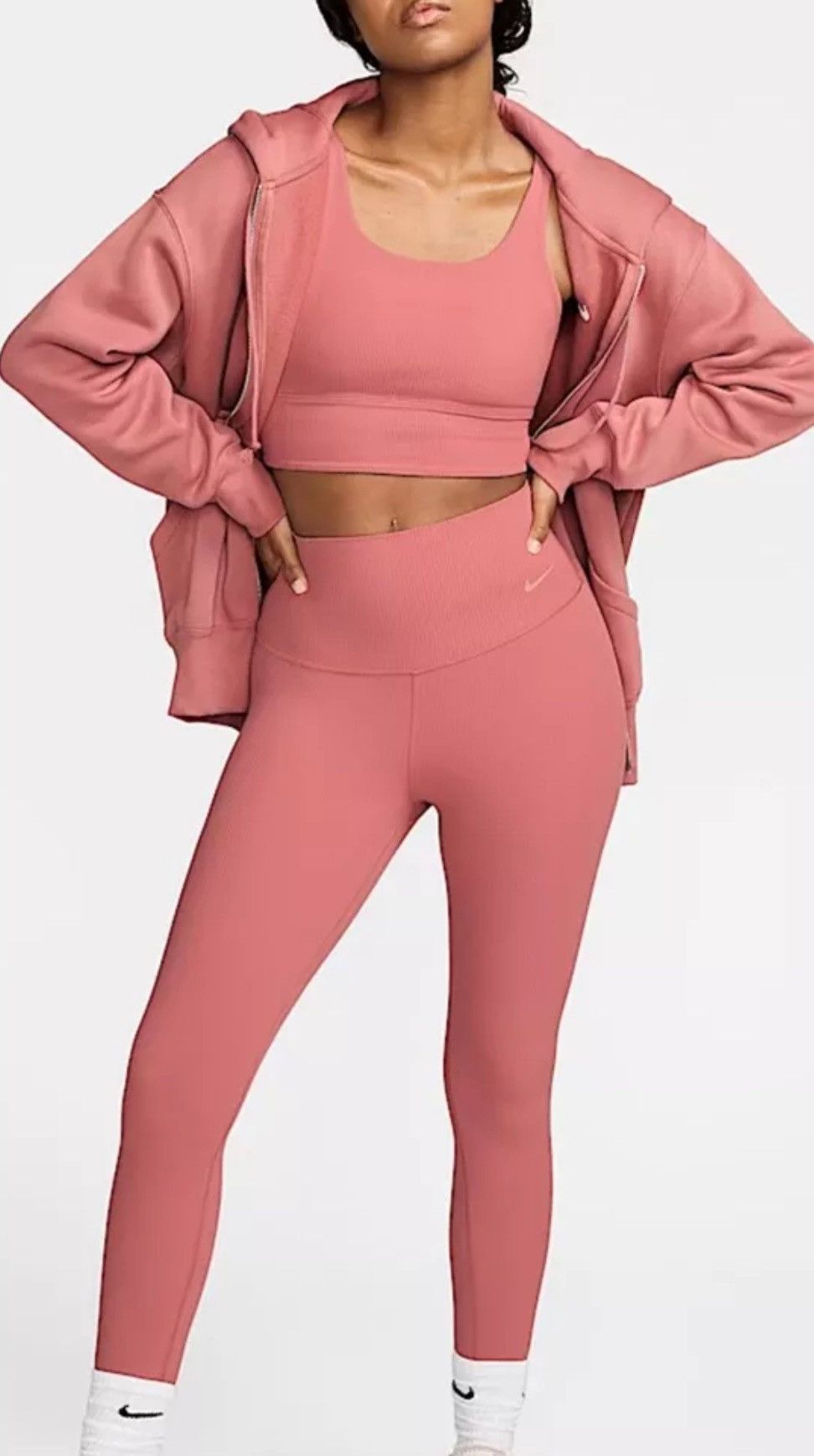 Nike New Nike Zenvy Rib Gentle-Support, High-Waisted Leggings Size 28" / US 6 / IT 42 - 1 Thumbnail