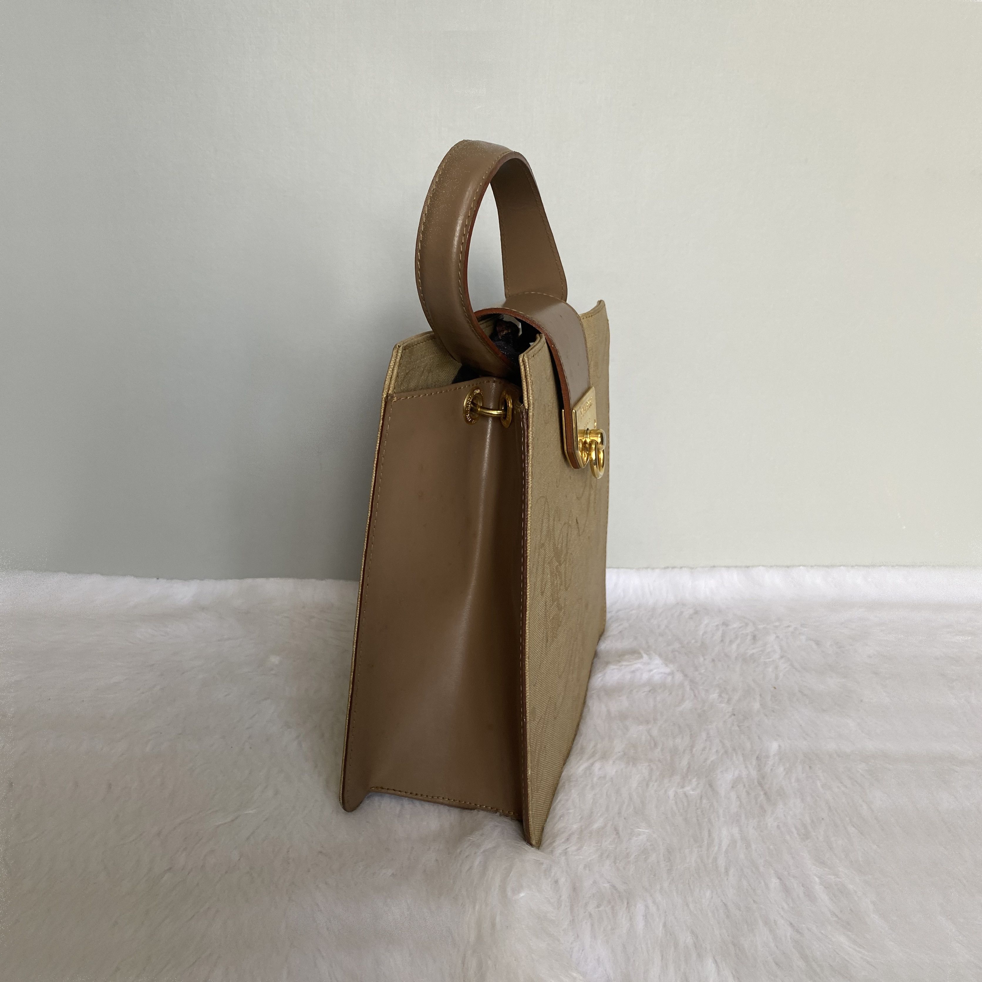 Nina Ricci × Vintage NINA RICCI Vintage Beige Brown Monogrammed Handbag Size ONE SIZE - 2 Thumbnail