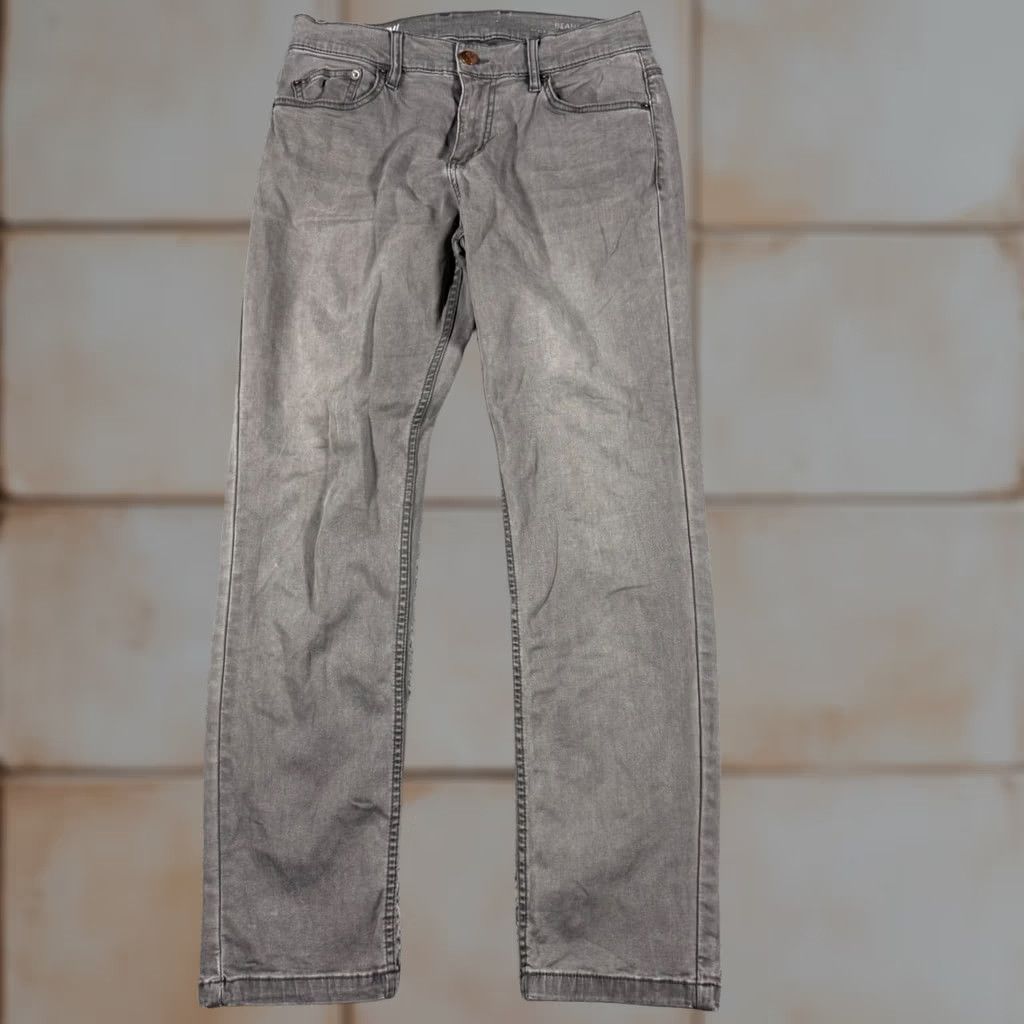 Vintage Mugsy Jeans Beans Slim Straight Chino Pants 31x30 Gray Men Casual Business 5-Pocket Logo Button Zip Stretch Cotton Blend Modern Regular Fit Size US 31 - 1 Thumbnail