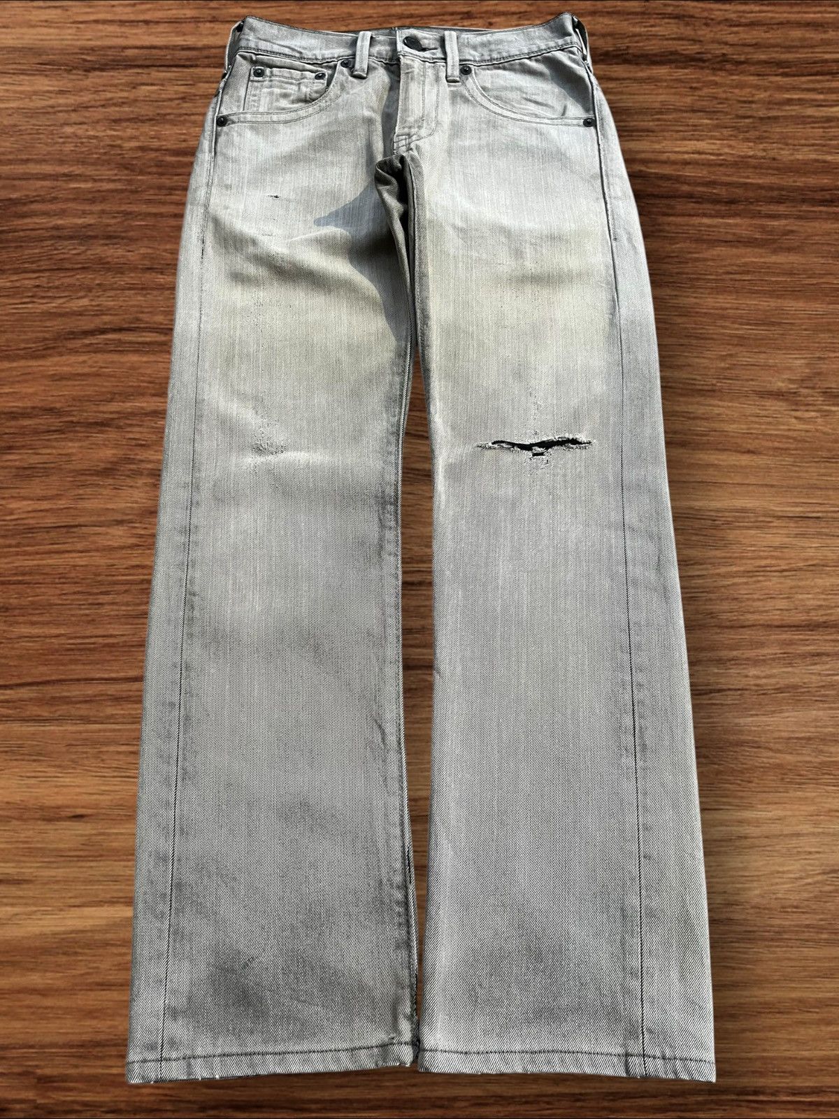 Levi's × Levi's Vintage Clothing Vintage Y2K Levi’s Grey Wash Distressed Slim Straight Jeans Size US 28 / EU 44 - 1 Thumbnail