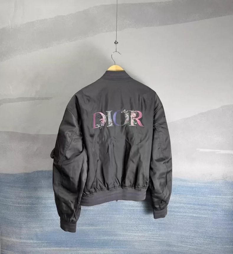 Dior Dior Black Gray Floral Embroidered Bomber Jacket-2505 Size US XXL / EU 58 / 5 - 3 Thumbnail
