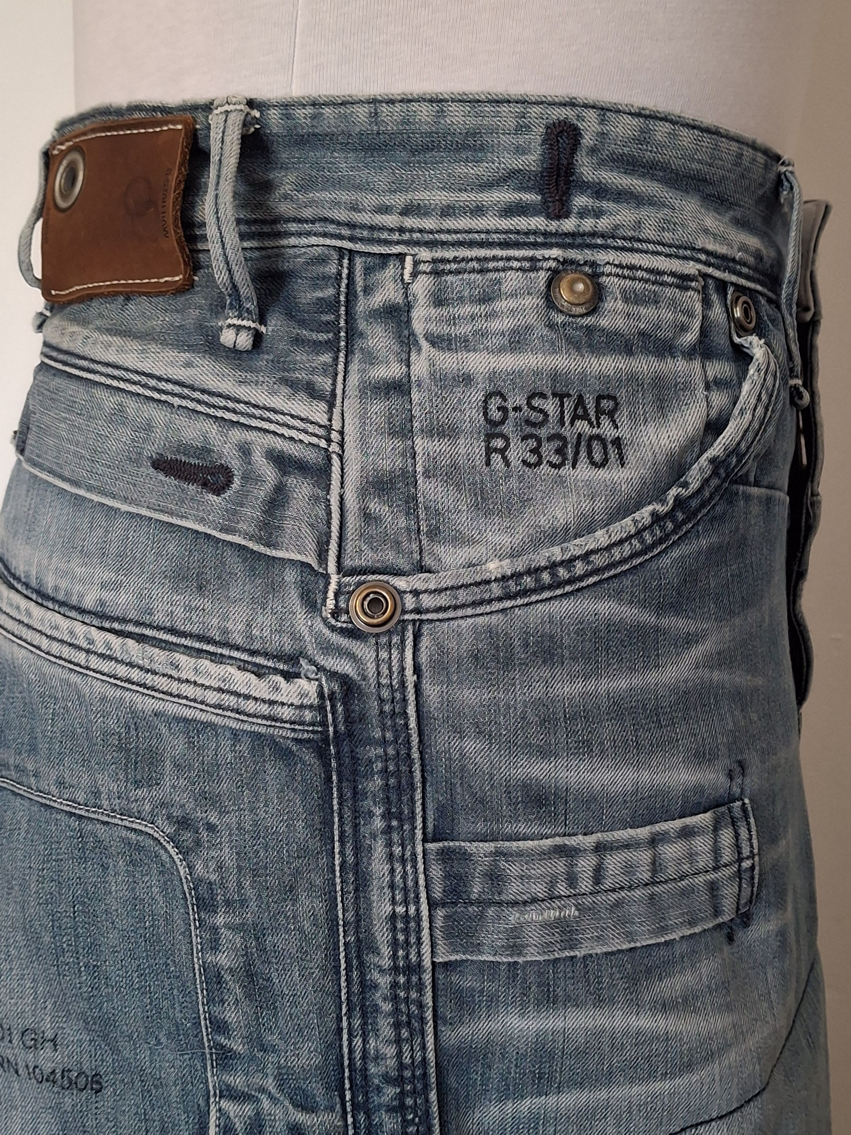 G-Star One of One Reworked G-Star Blue Denim Floral Skirt Size 33" - 7 Thumbnail