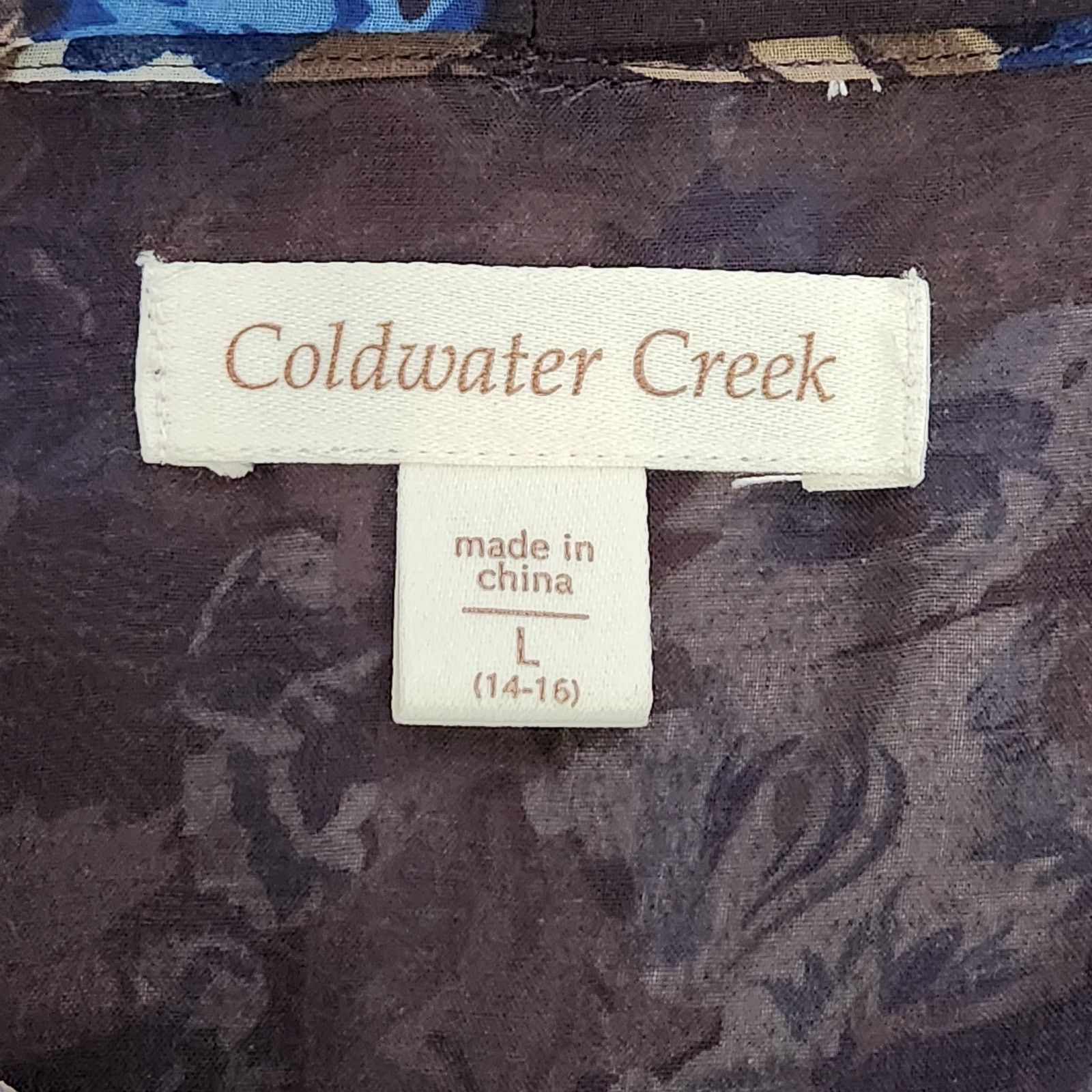 Coldwater Creek Coldwater Creek Brown Blue Floral Ruffled Neck Top Large Size L / US 10 / IT 46 - 6 Thumbnail