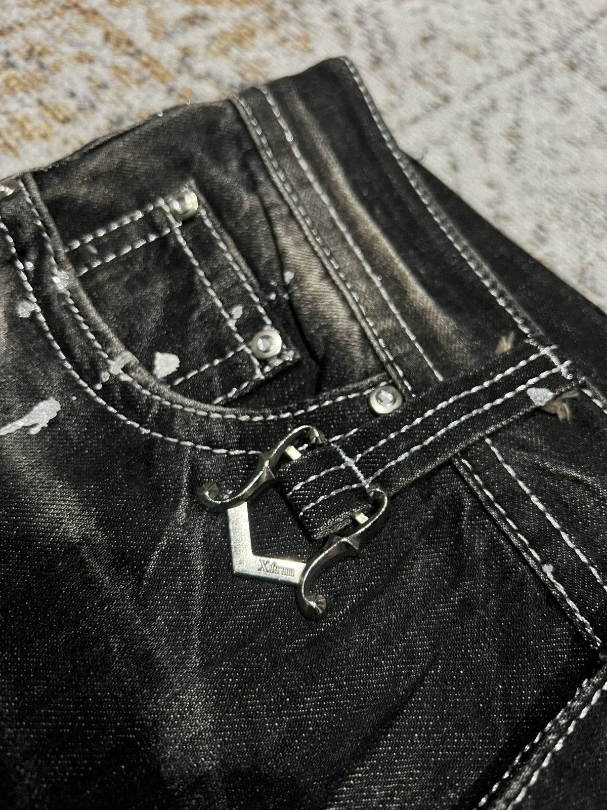 If Six Was Nine Xfrm Studded Swarovski Mudwash Flared Jeans Size US 30 / EU 46 - 7 Thumbnail