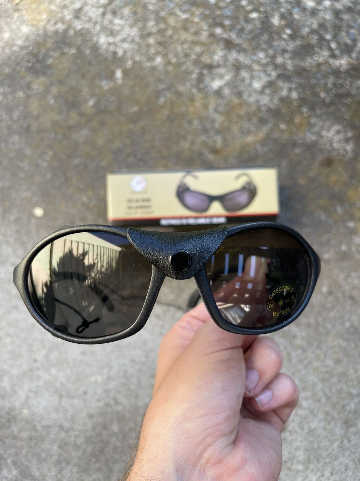 Vintage Military leather shield glacier punk sunglasses avant garde Size ONE SIZE - 2 Thumbnail