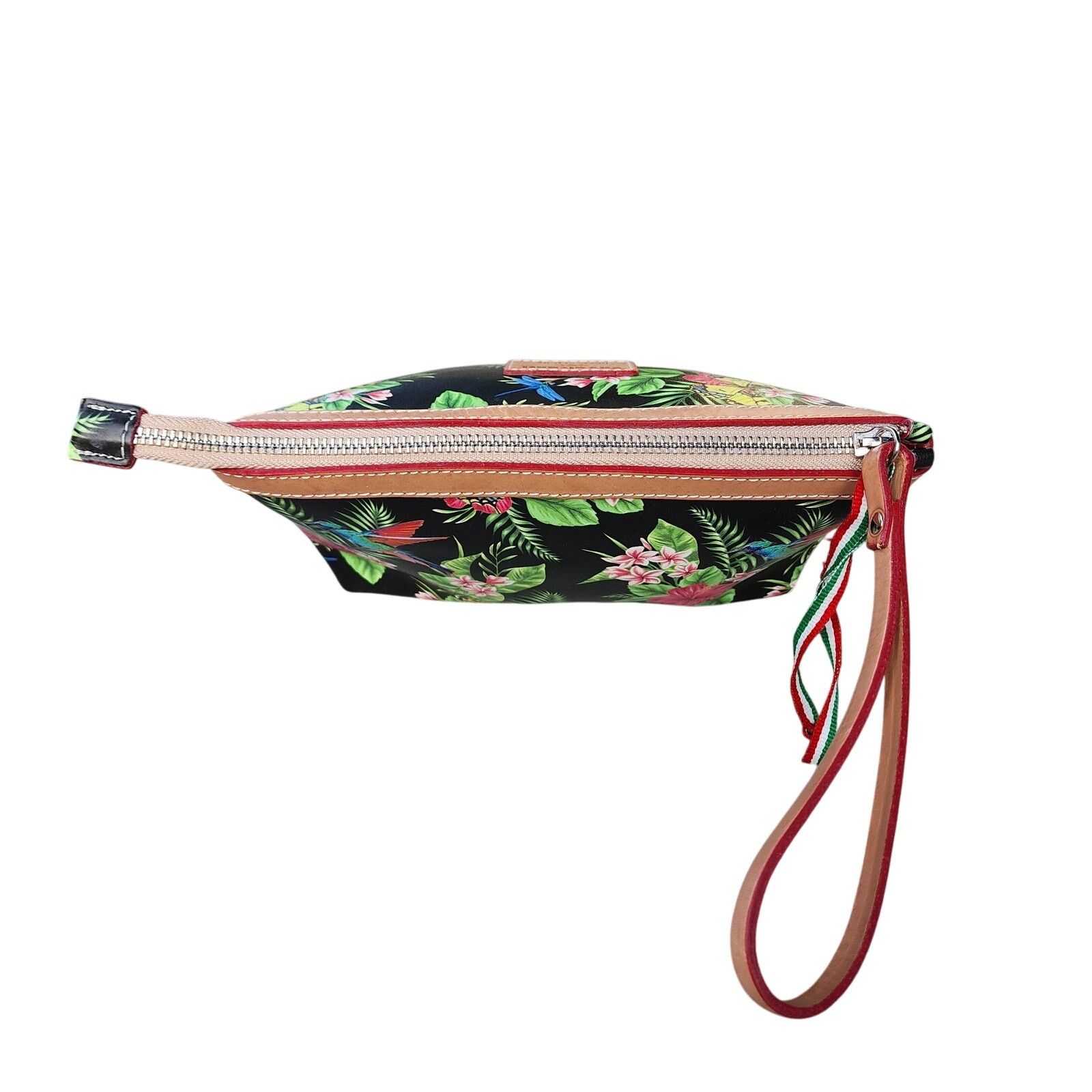 Designer Cavalcanti Tropical Floral Leather Pouch Wristlet Clutch Size ONE SIZE - 5 Thumbnail