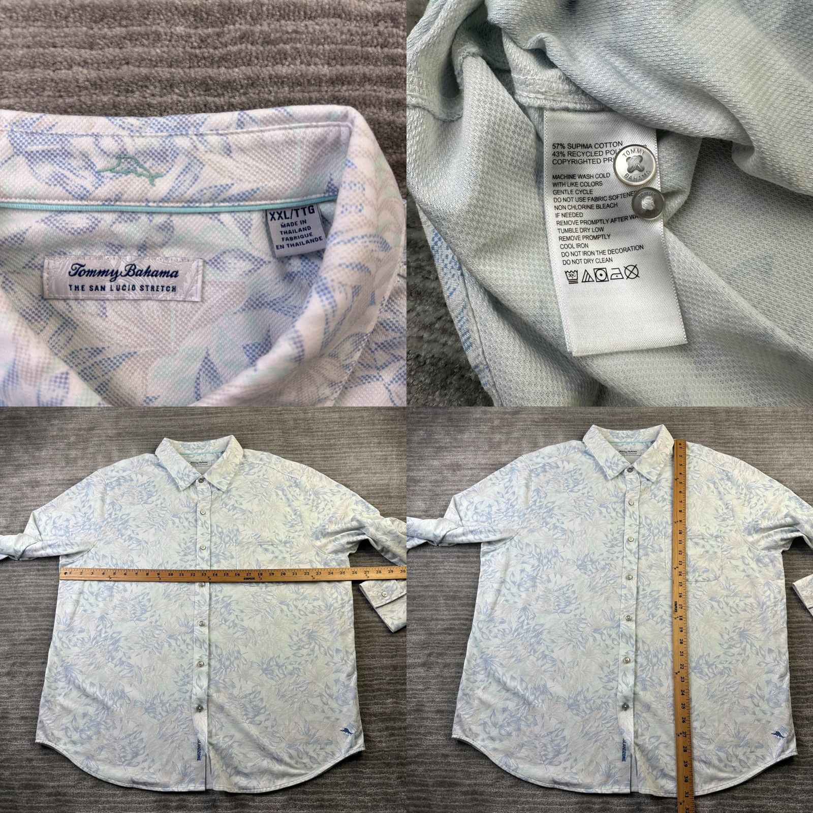 Tommy Bahama Tommy Bahama Shirt Mens 2XL San Lucio Button Up Islandzone Performance Floral Long Sleeve Collared Casual Cotton Polyester Embroidered Flower Size US XXL / EU 58 / 5 - 8 Thumbnail