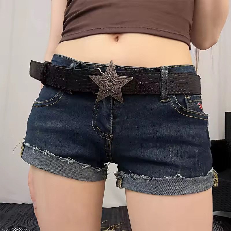 Japanese Brand Gothic Punk Five-pointed Star Buckle Pu Leather Size 32 - 3 Thumbnail