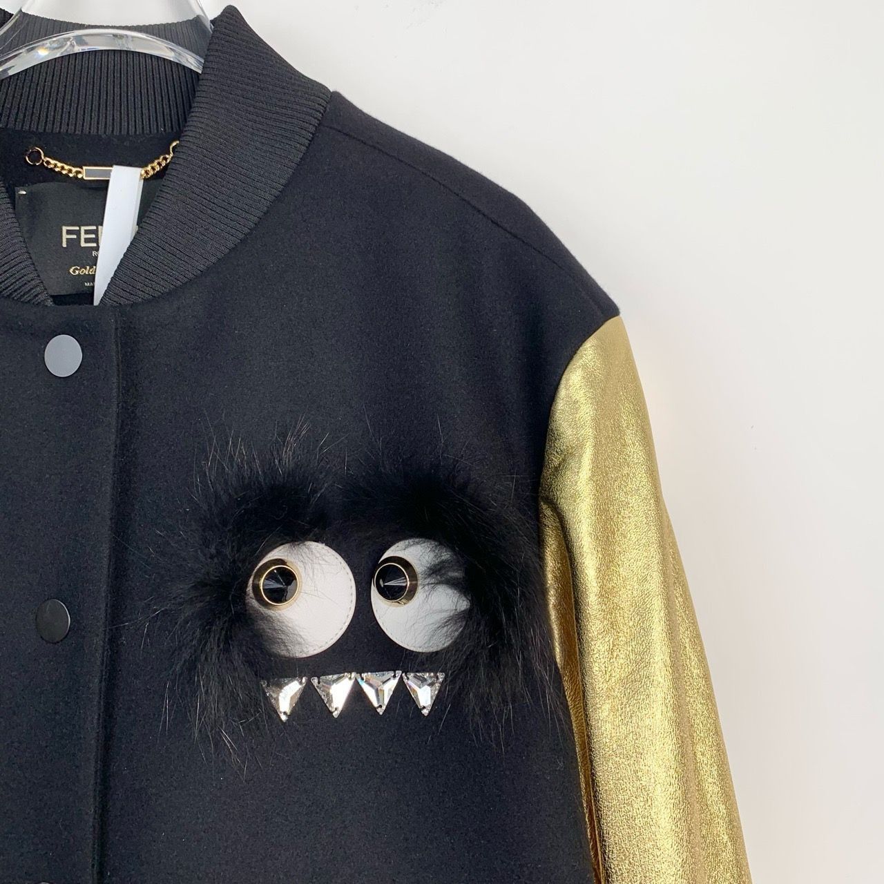 Fendi Fendi Monster Eyes Black and Gold Color-Block Baseball Jacke Size US M / EU 48-50 / 2 - 5 Thumbnail