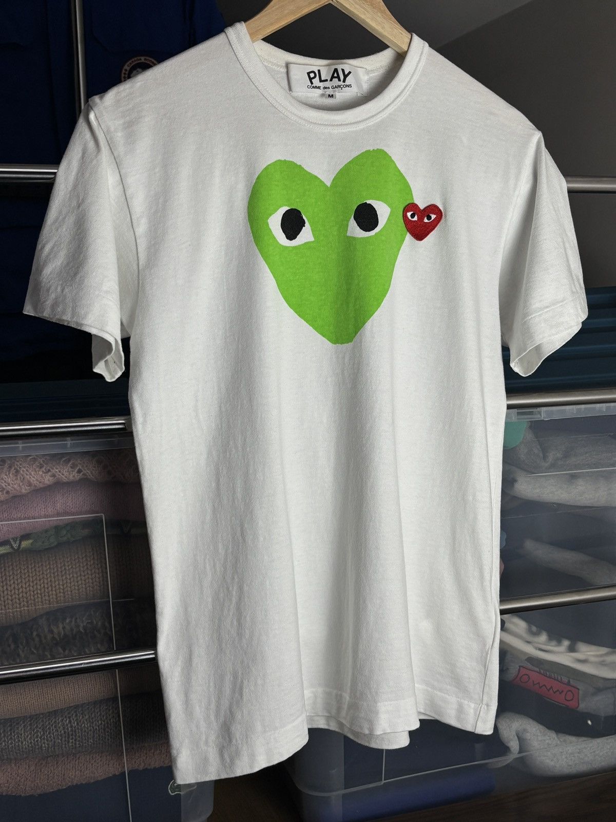 Comme des Garcons PLAY Comme Des Garcons Play Double Heart Tee Size US M / EU 48-50 / 2 - 2 Thumbnail