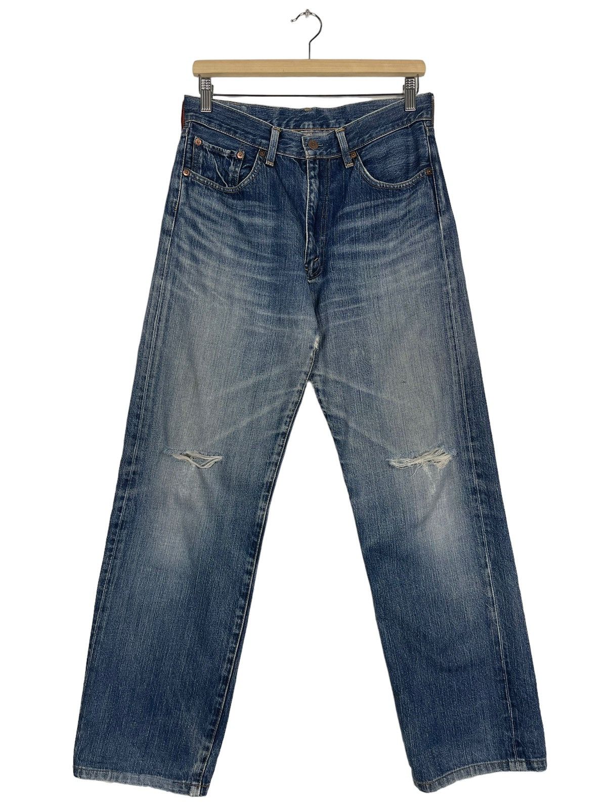 image of Distressed Denim x Levis Vintage Levis 510 Ripped Denim Zipper Fly Jeans in Blue, Men's (Size 31)