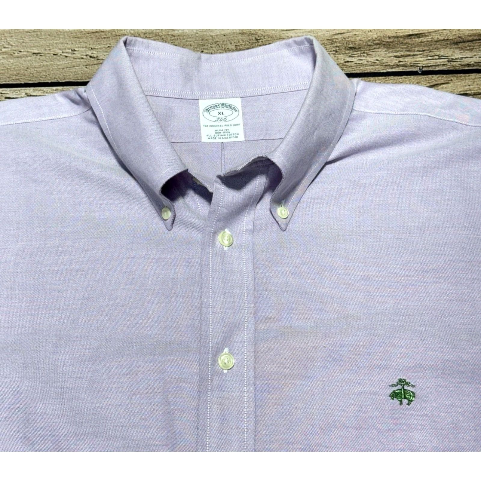 Brooks Brothers Brooks Brothers Shirt XL Purple Oxford Dress Shirt OCBD Slim Fit Non Iron Supima Regular Pattern Solid Long Sleeve Button-Down Collar Women? Size 46R - 2 Thumbnail