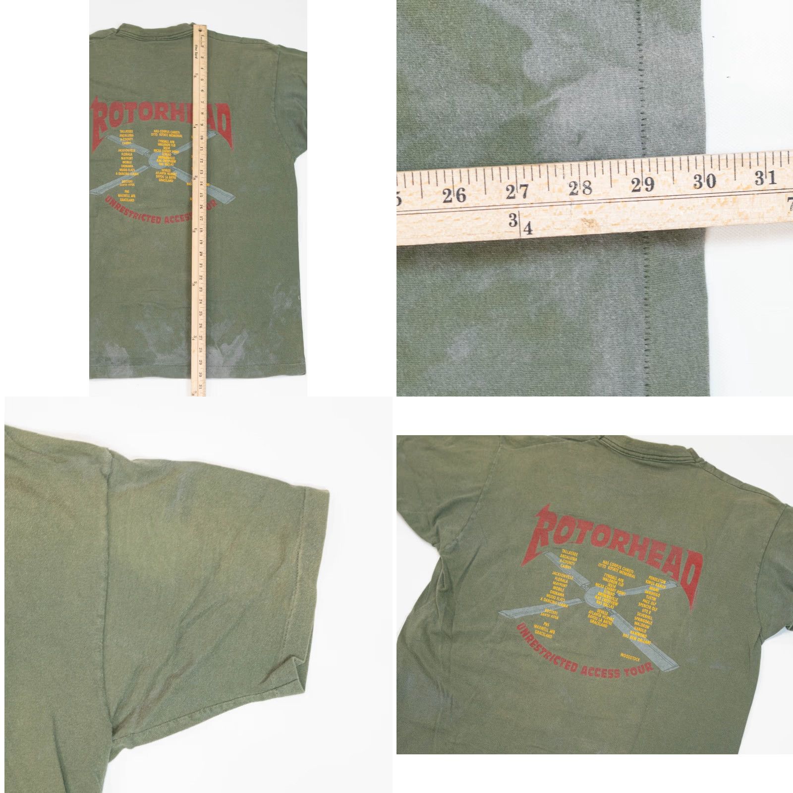 Fruit Of The Loom VINTAGE Rotorhead Tour T-Shirt Men XL Green Faded Single Stitch Woodstock Nike? Size US XL / EU 56 / 4 - 8 Thumbnail