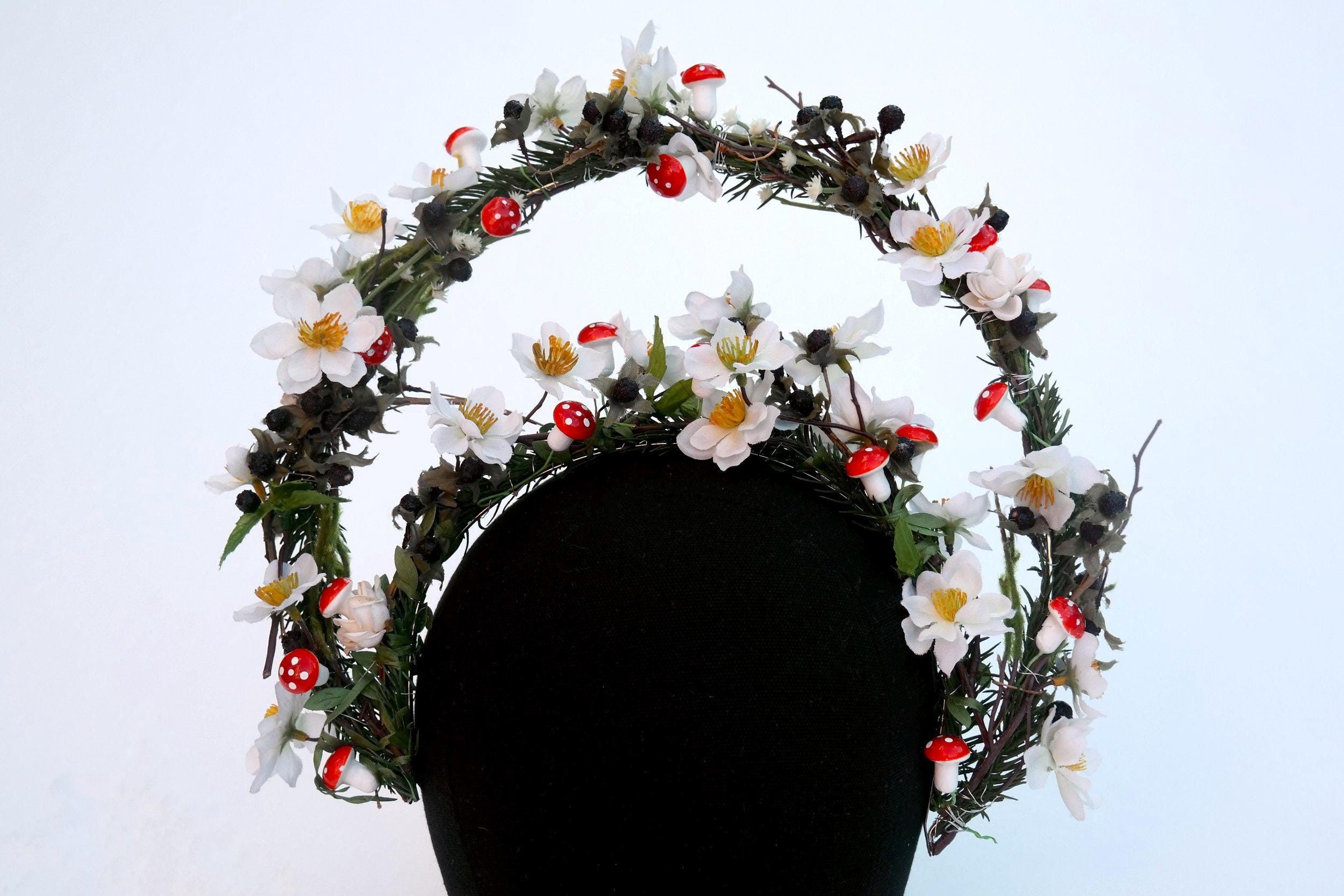Handmade Flower & Mushroom Halo Headpiece Size ONE SIZE - 1 Thumbnail