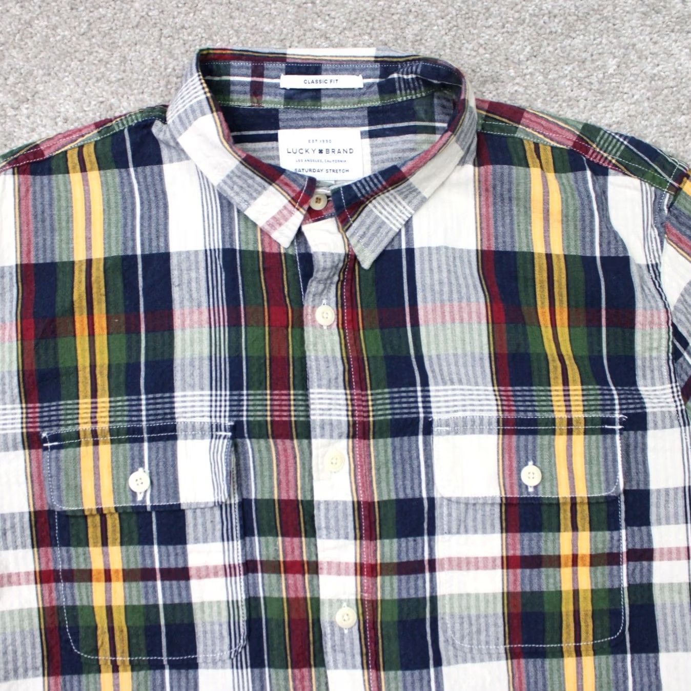 Lucky Brand Lucky Brand Shirt Men Large Colorful Saturday Stretch Classic Fit S/S Plaid Button-Up Casual Formal Workwear 90s Mens Size US L / EU 52-54 / 3 - 6 Thumbnail