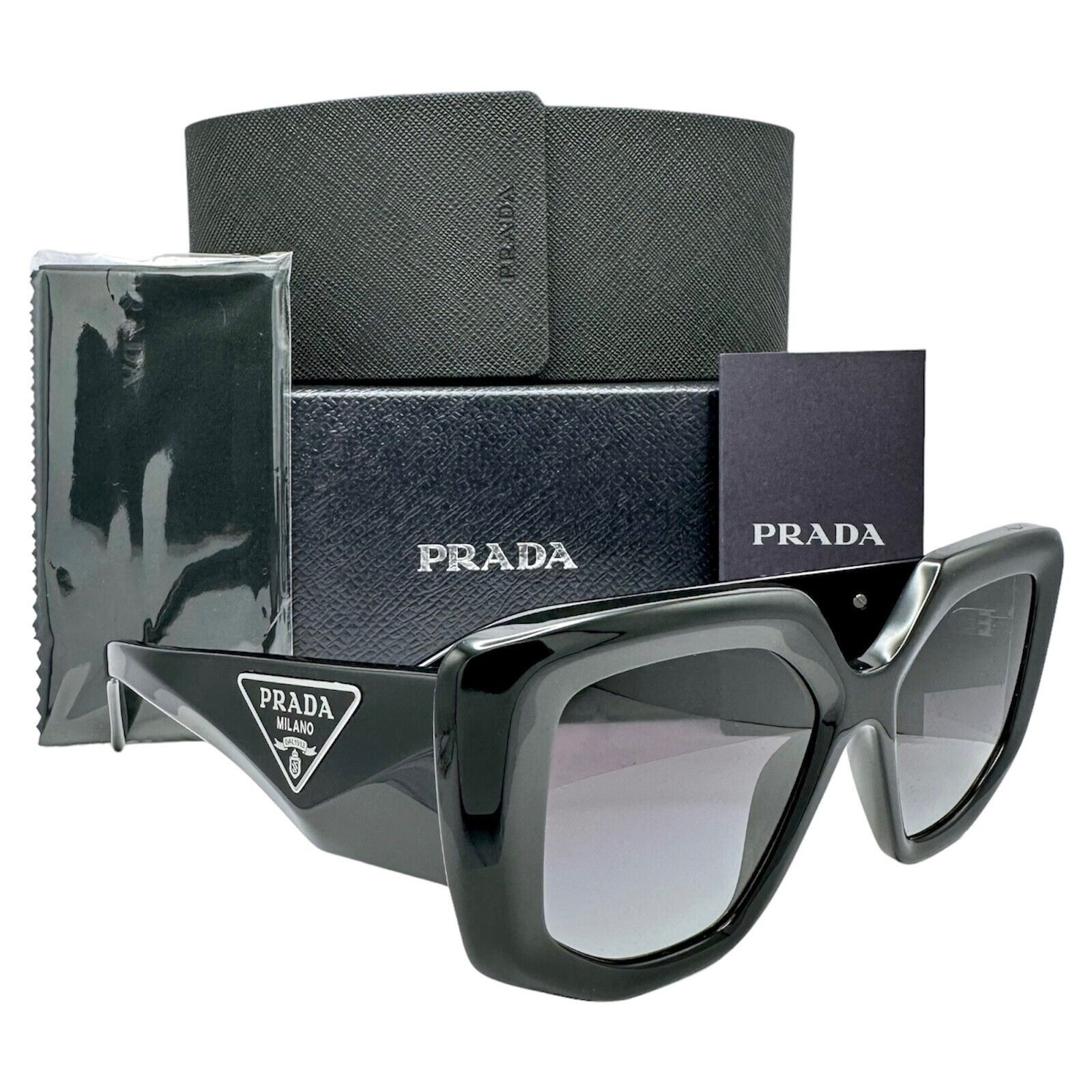 Prada Prada Sunglasses Black Square Oversized Triangle Logo Italy Size ONE SIZE - 19 Thumbnail