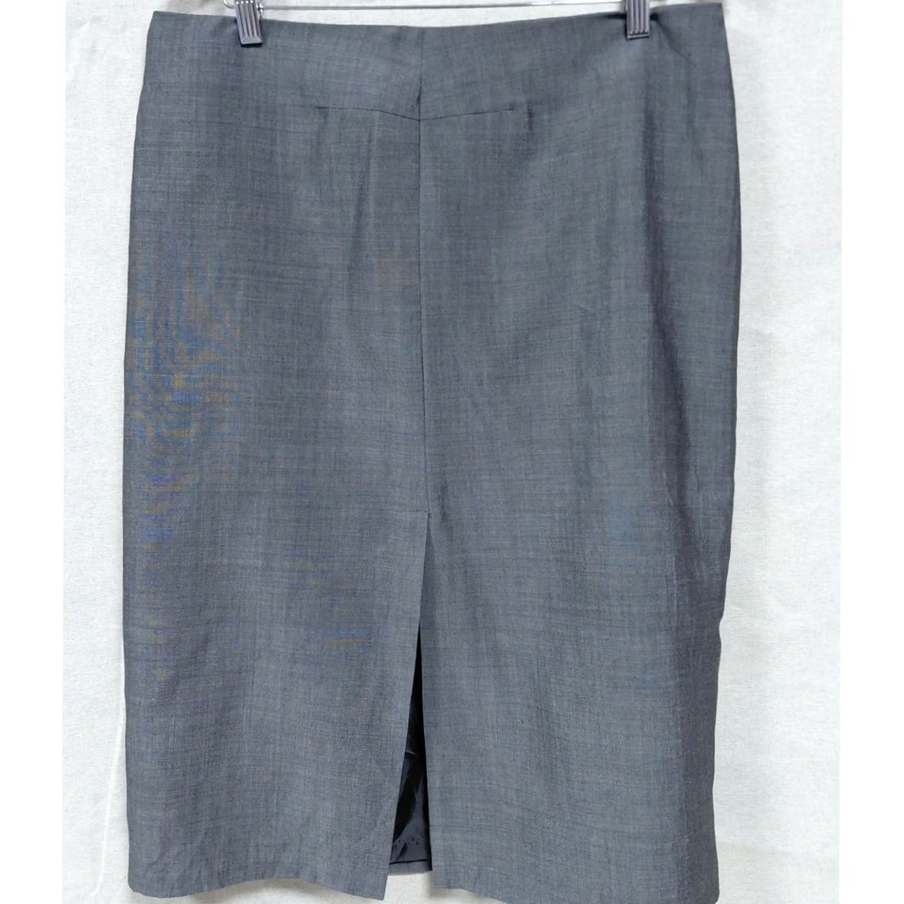 DKNY DKNY Wool Blend Mohair Skirt Gray Solid Lined Women Size 14 Italy Knee Length A-Line Pair with Blouse/Blazer for Business Formal Fall Winter Size 36" / US 14 / IT 50 - 2 Thumbnail