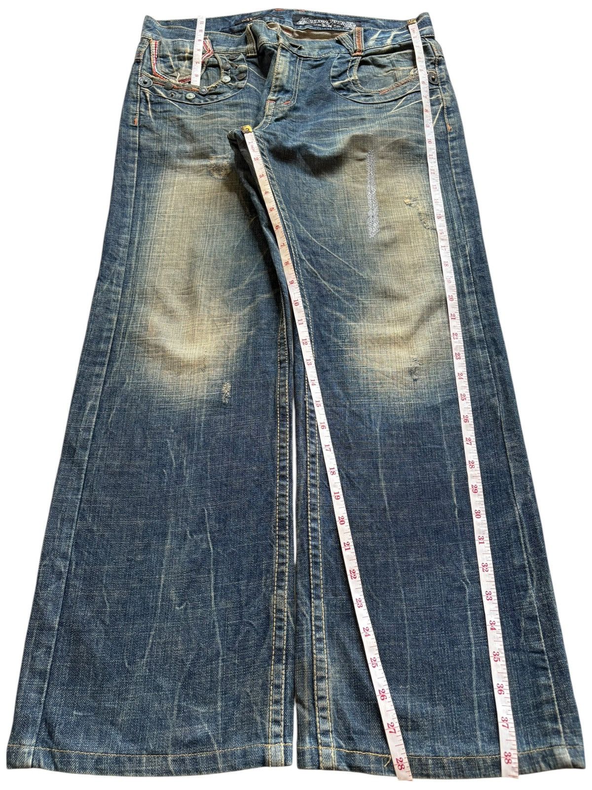 Hysteric Glamour Vintage Red Pepper Rusty Mud Wash Distress Baggy Jeans Size US 34 / EU 50 - 13 Thumbnail