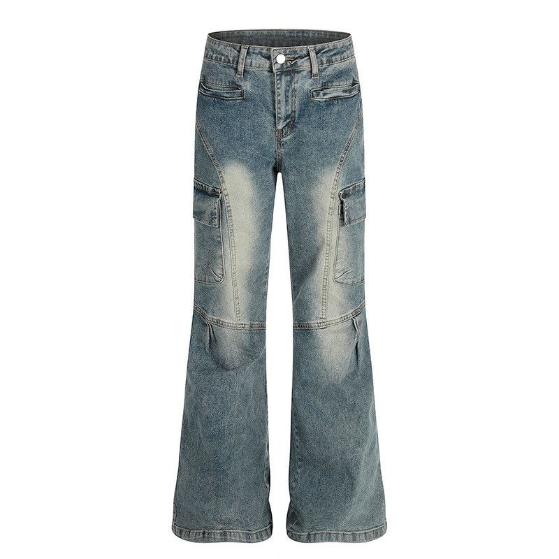 Vintage Distressed washed multi-pocket patchwork flared jeans Size US 32 / EU 48 - 1 Thumbnail