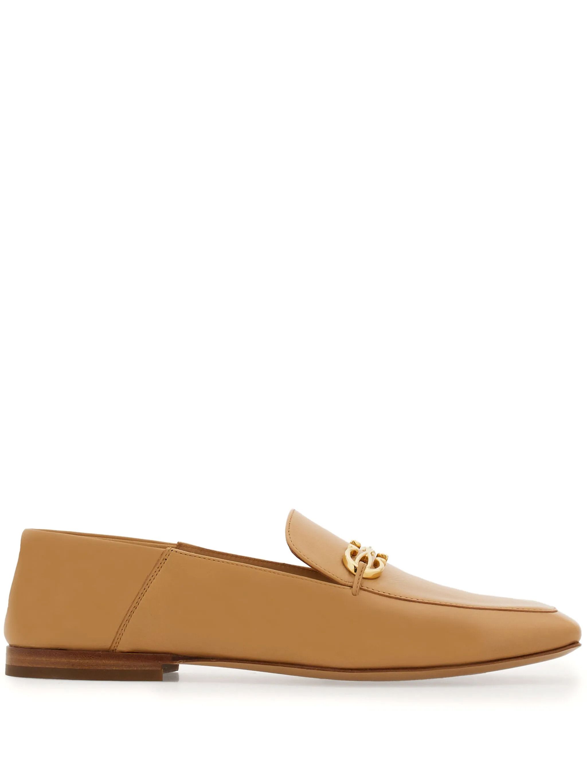 o1s1rm0126 Gancini Embellished Loafers in Caramel Brown