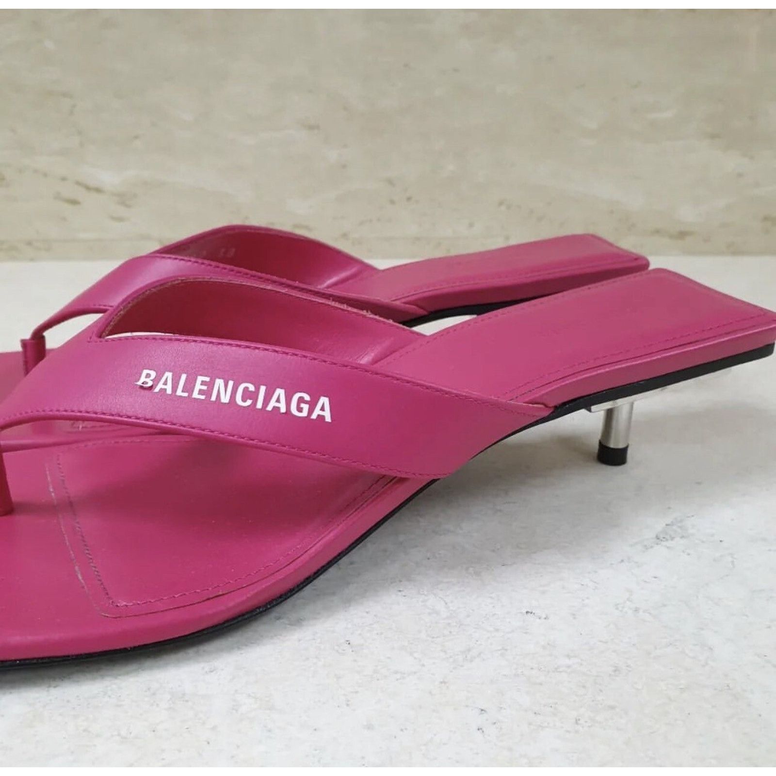 Balenciaga Balenciaga Pink Leather Mules Sz.38 Size US 8 / IT 38 - 2 Thumbnail