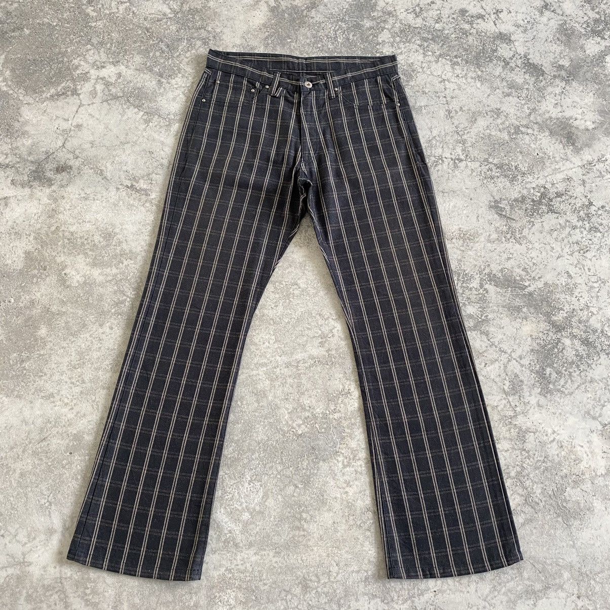 image of Vintage VTG Men’S Melrose Made In Japan Checker Flared Jeans, Men's (Size 30)