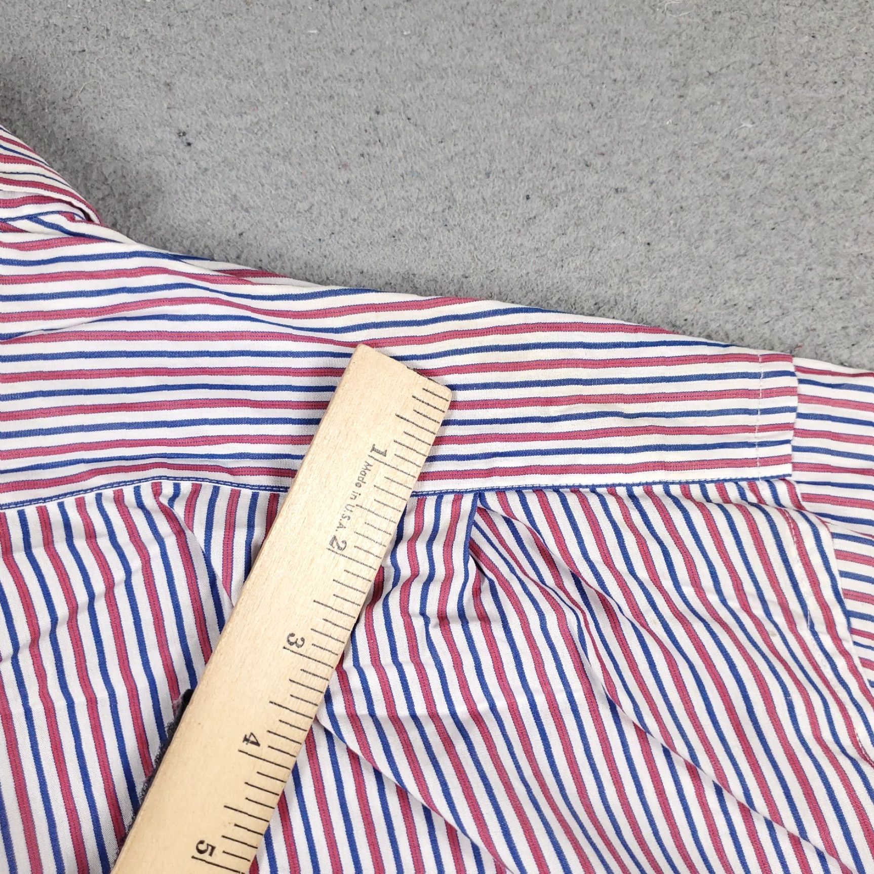 Tommy Hilfiger Tommy Hilfiger Shirt Mens 17 Red Striped Dress Button Down Long Sleeve Classic Modern Preppy Workwear 100% Cotton Size 46R - 7 Thumbnail