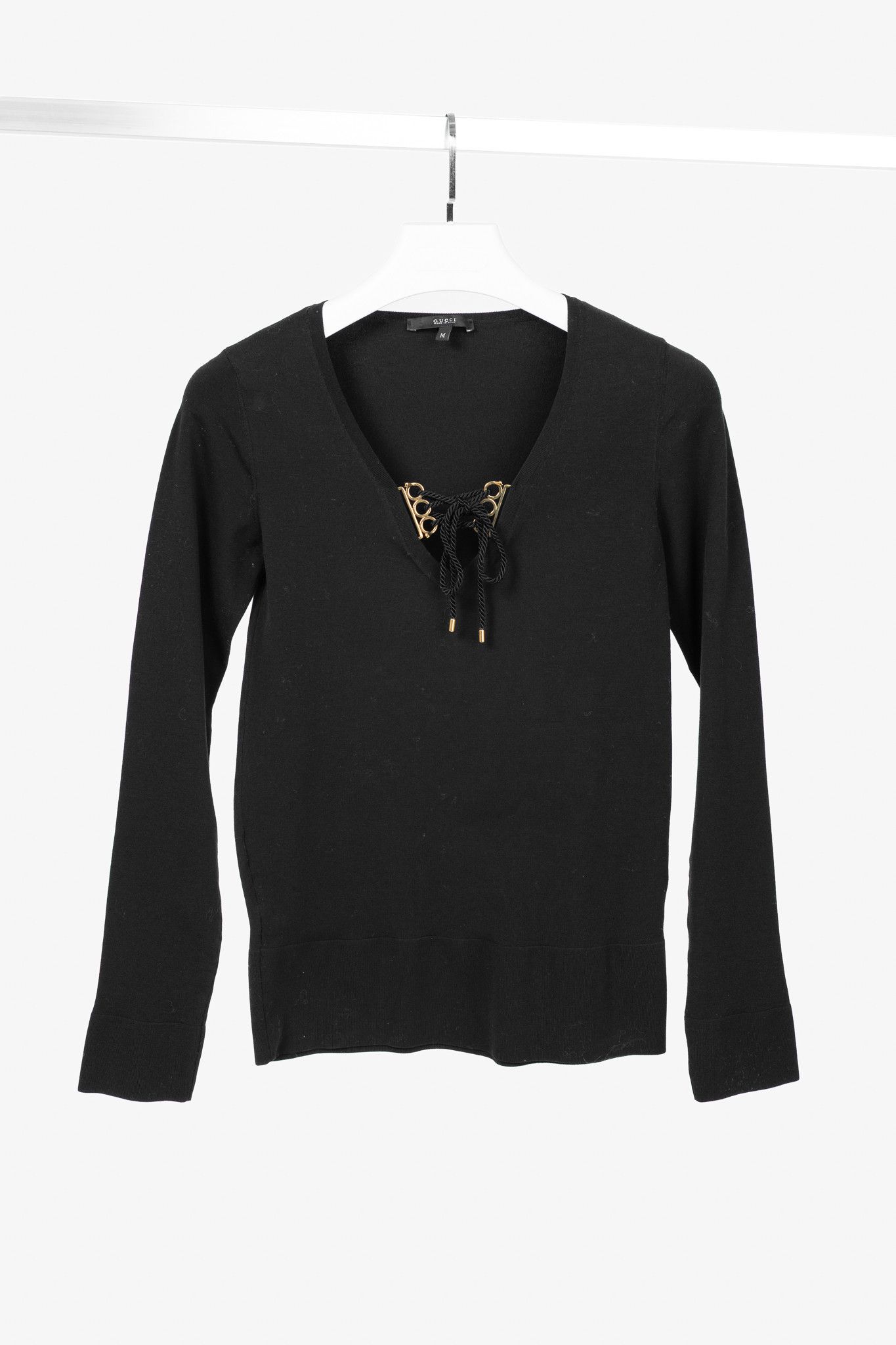 Gucci Gucci SS/11 Black Cotton-Blend Lace-Up Pullover Size M / US 6-8 / IT 42-44 - 1 Thumbnail
